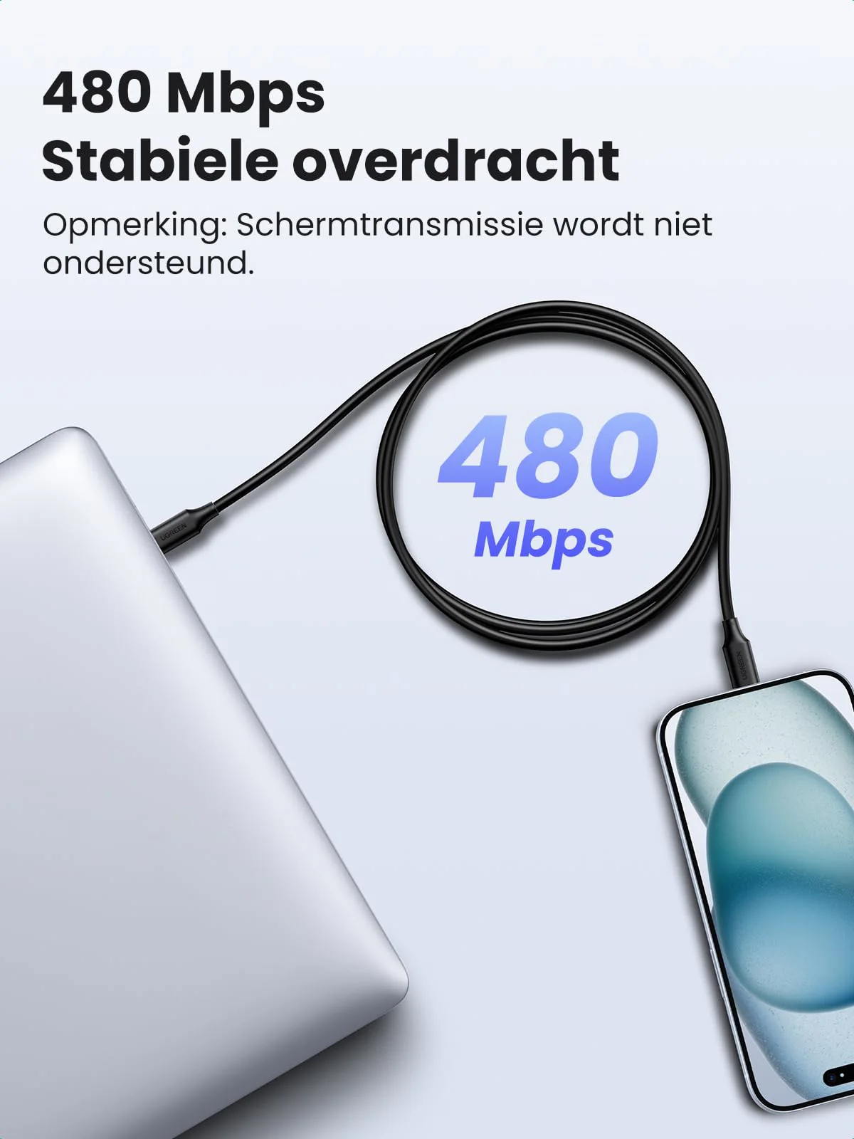 UGREEN USB C Kabel 100W 2st Oplaadkabel USB C naar USB C 5A/20V PD 3.0 PPS compatibel met iPhone 15, M2 MacBook Pro/Air, iPad Pro 12.9 iPad Air 5 Galaxy S23 Ultra Pixel 7 Pro Steam Deck enz. (1m) - Image 4