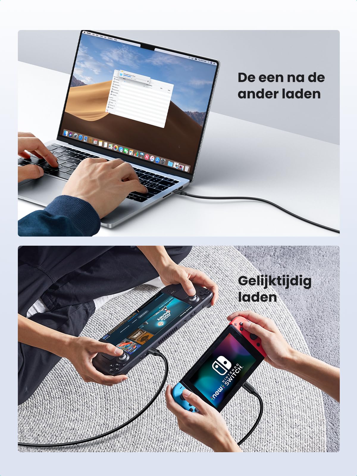 UGREEN USB C Kabel 100W 2st Oplaadkabel USB C naar USB C 5A/20V PD 3.0 PPS compatibel met iPhone 15, M2 MacBook Pro/Air, iPad Pro 12.9 iPad Air 5 Galaxy S23 Ultra Pixel 7 Pro Steam Deck enz. (1m) - Image 6