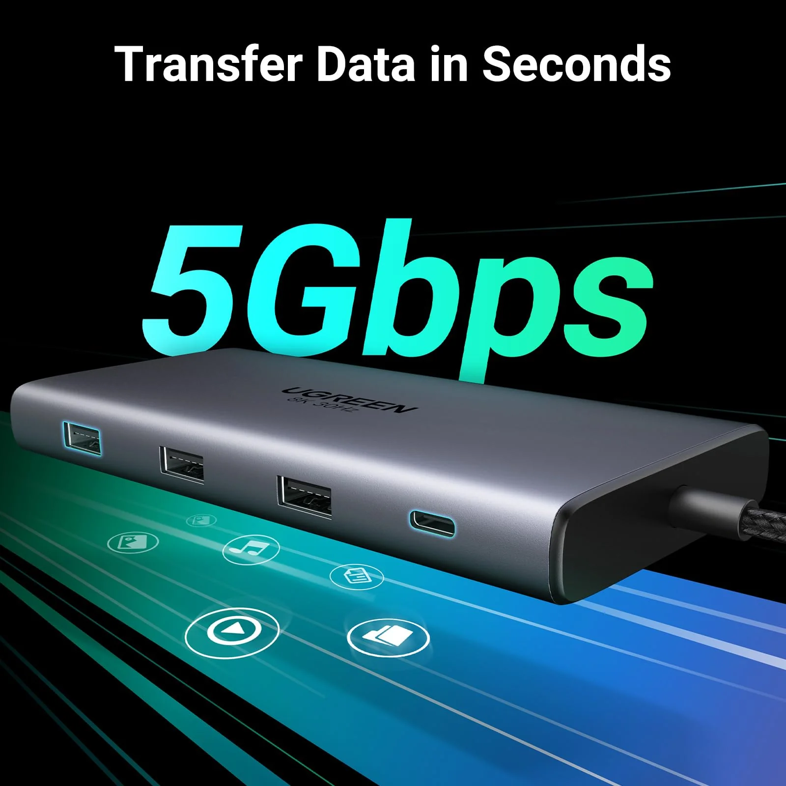 UGREEN Revodok Pro USB C Docking Station Dual HDMI 10 IN 1 USB C Hub 2 HDMI Gigabit Ethernet - Image 6