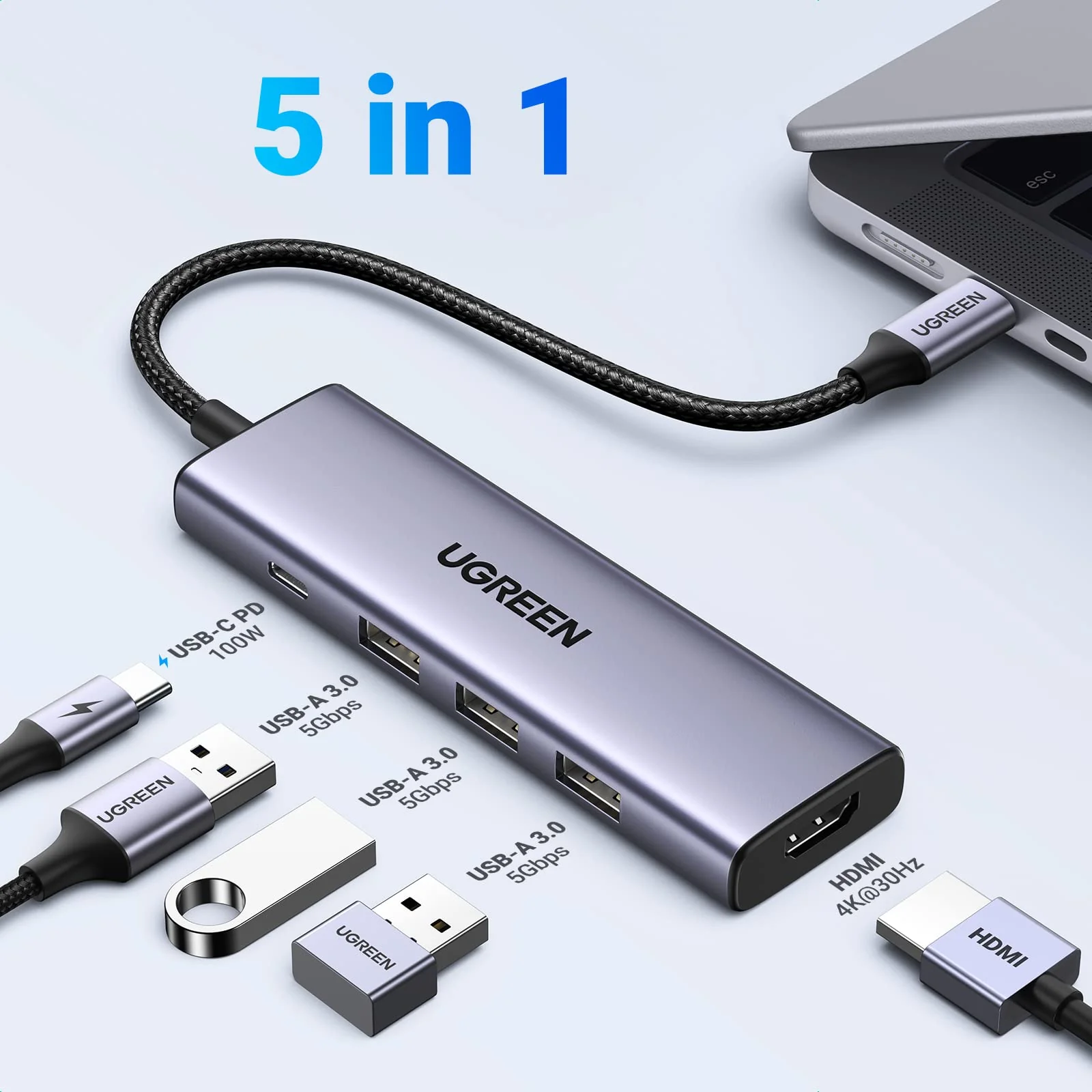 UGREEN Revodok USB C Hub PD100W 4K HDMI 5Gbps USB C Dock USB C Adapter Multipoort Adapter - Image 6