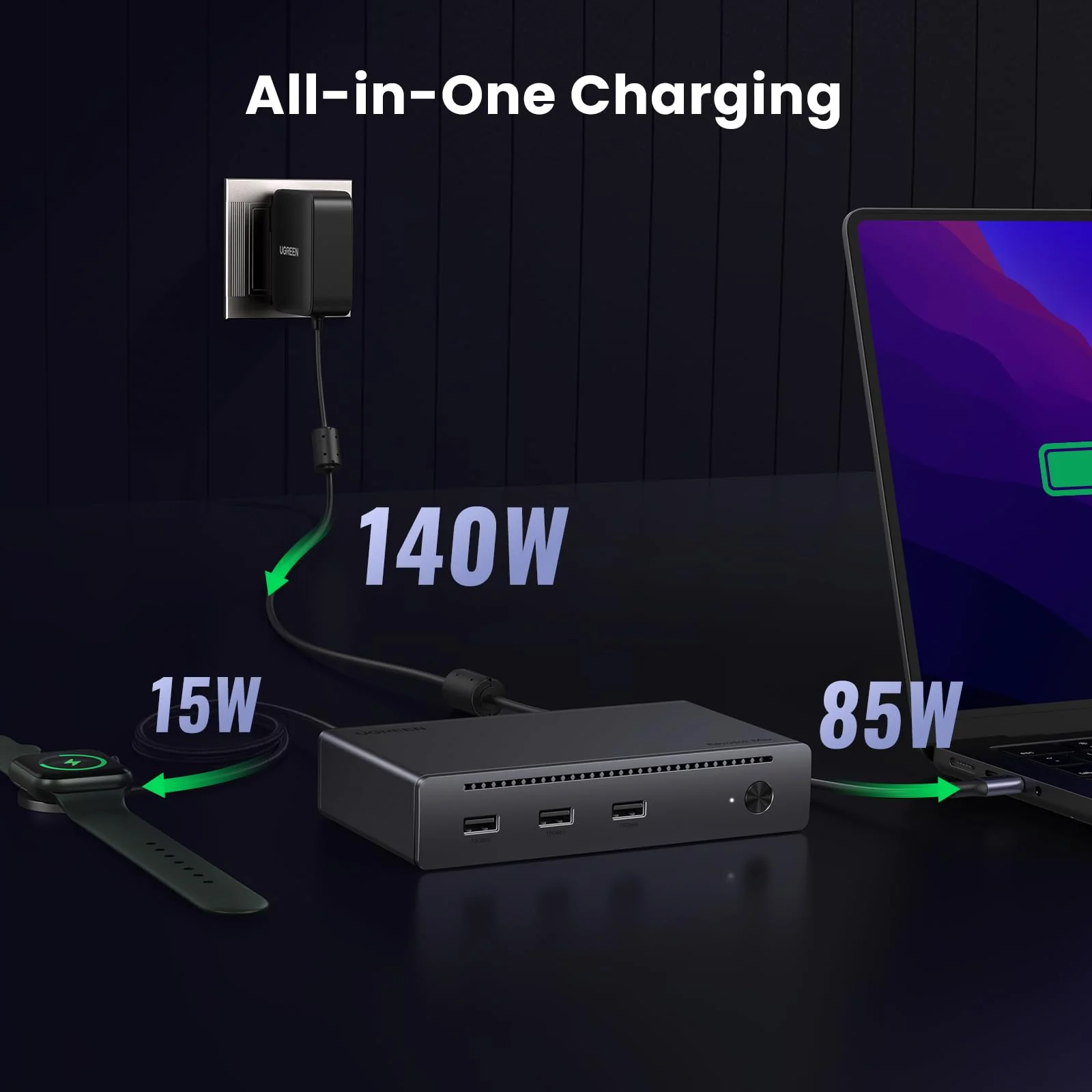 UGREEN Revodok Max 208 Thunderbolt 4 Dock 40 Gbps 8 in 1 dockingstation 3Thunderbolt 4 (dubbel 4K bij 60 Hz enkel 8K scherm) - Image 5