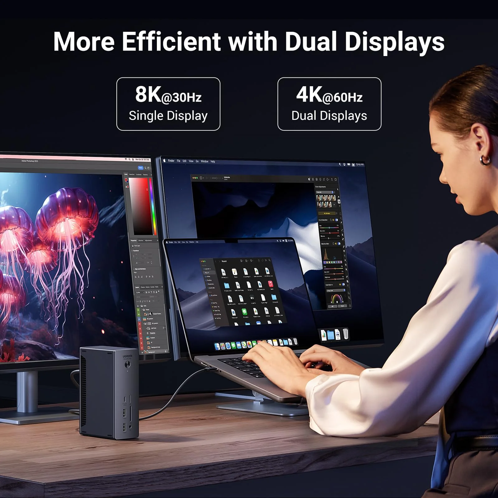 UGREEN Revodok Max 213 13-in-1 dockingstation Thunderbolt 4 Dock 40Gbps (dubbel 4K bij 60 Hz enkel 8K-scherm) - Image 4
