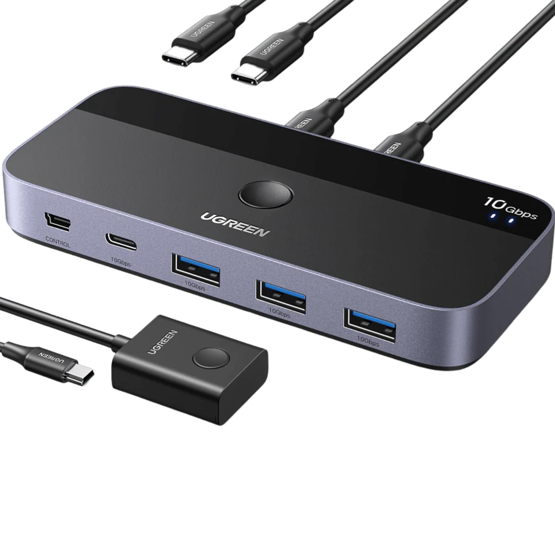 UGREEN USB Switch 2PC 10Gbps USB 3.2 Switcher 2 in 4 Out USB C Schakelaar