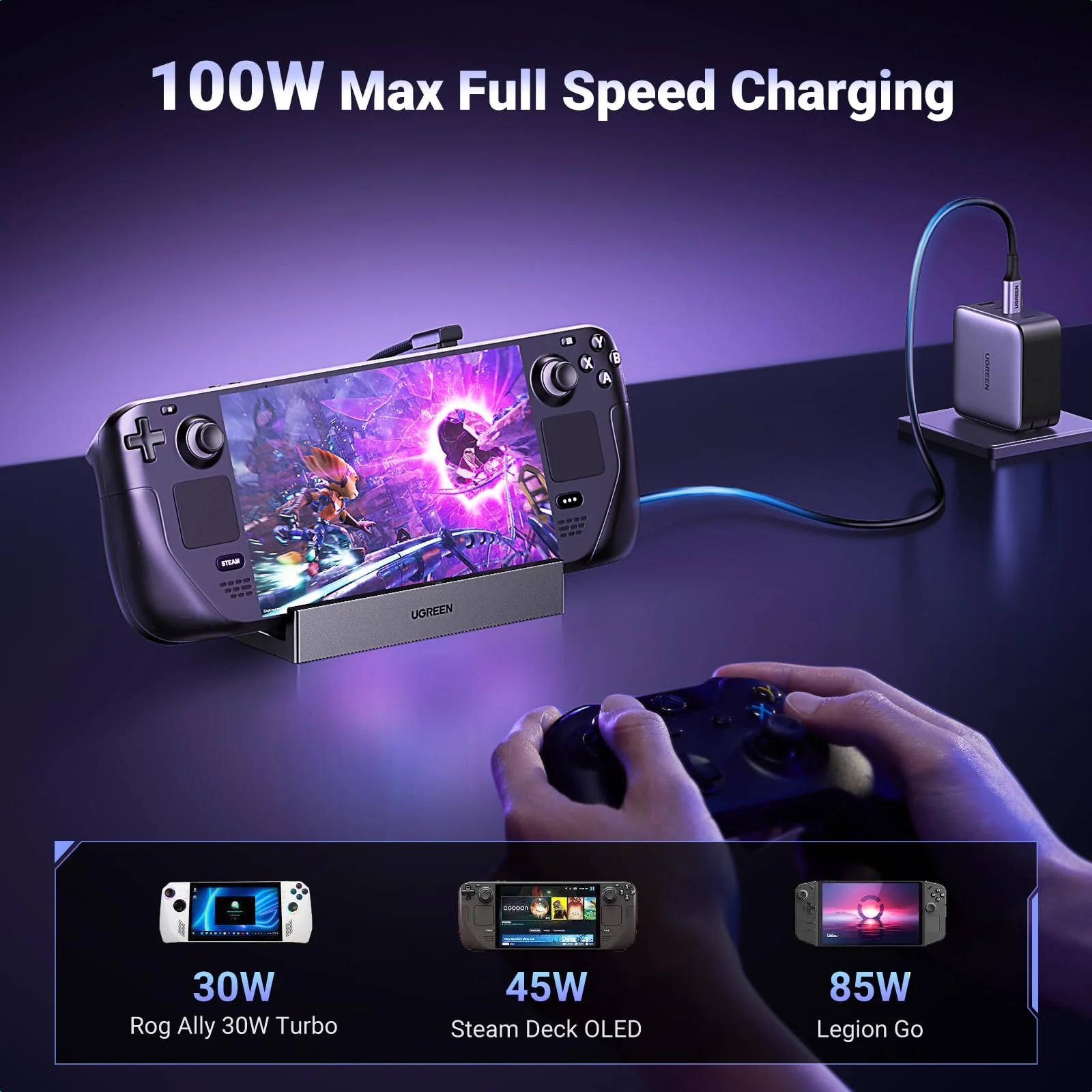 UGREEN Steam Deck Dock 9-in-1 dockingstation 4K@60Hz HDMI 10Gbps USB-poorten Verstelbare standaard Compatibel met Steam Deck OLED - Image 5