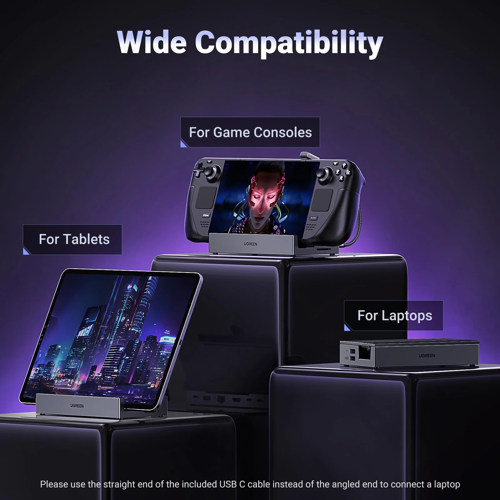 UGREEN Steam Deck Dock 9-in-1 dockingstation 4K@60Hz HDMI 10Gbps USB-poorten Verstelbare standaard Compatibel met Steam Deck OLED - Image 8