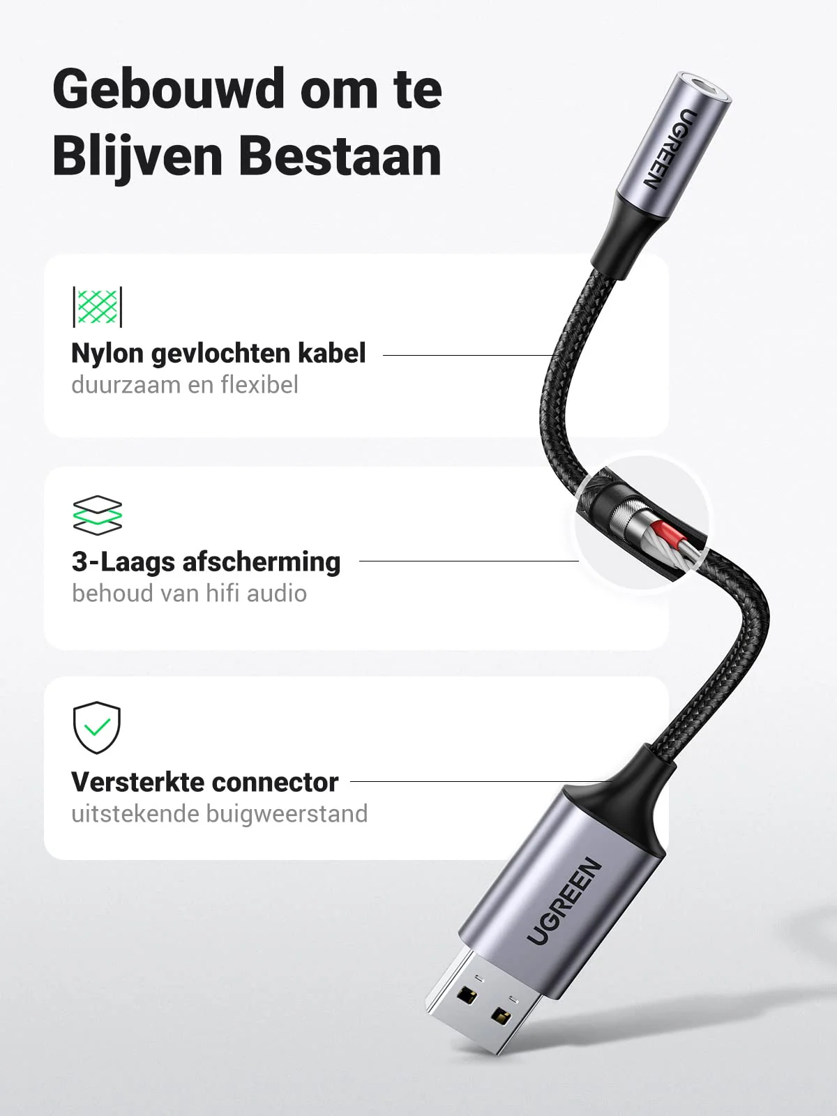 UGREEN USB Jack Adapter USB Geluidskaart Jack naar USB - Image 5