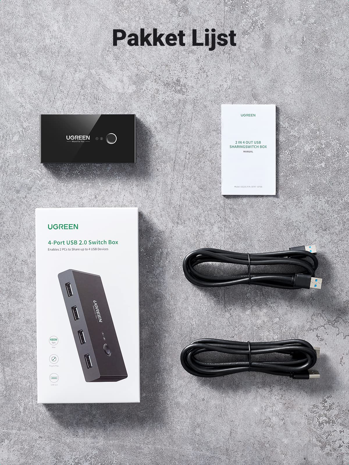 UGREEN USB 2.0 Switch, 2 in 4 output Sharing Switch KVM Switch - Image 6