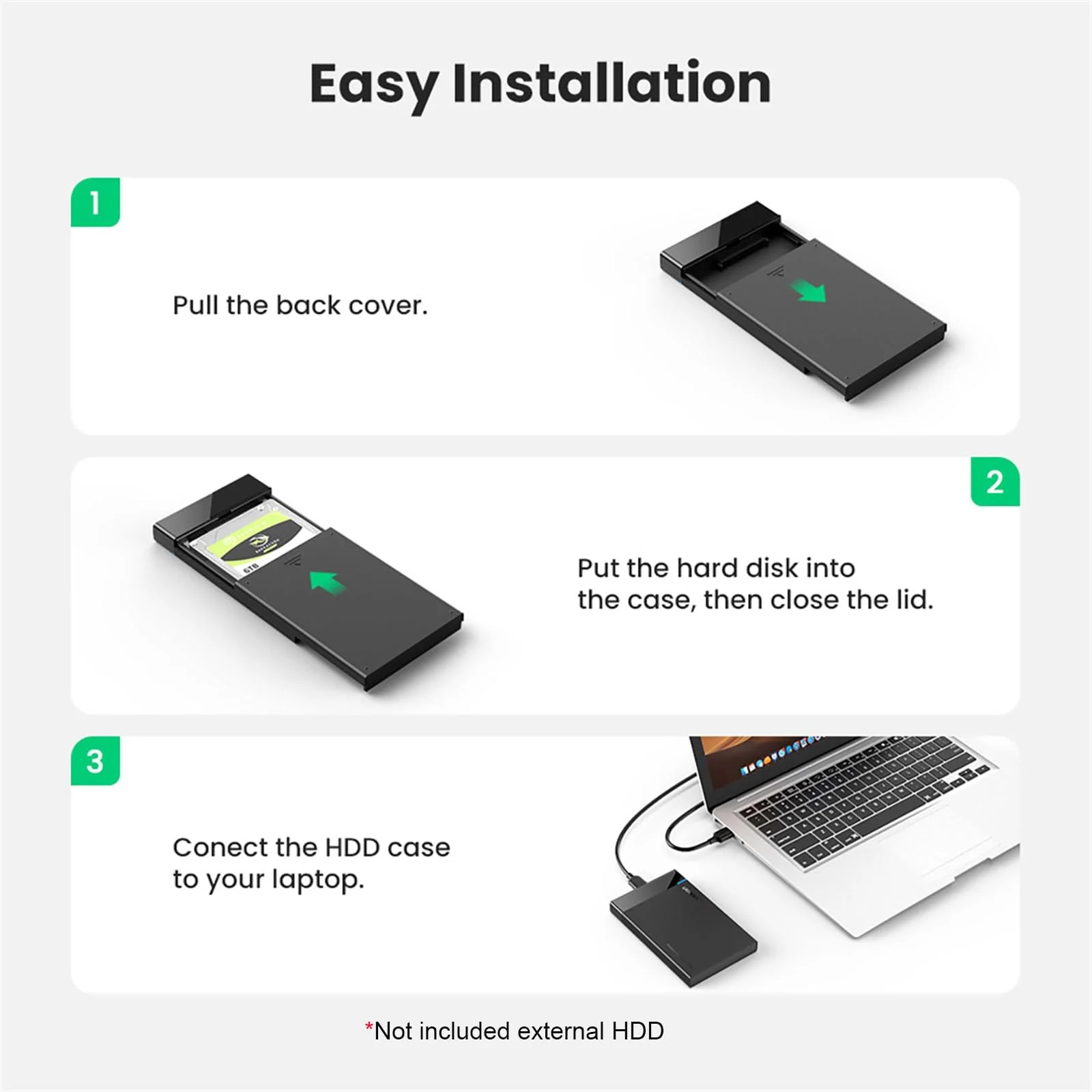 UGREEN USB 3.0 Externe Harde Schijf Behuizing 2,5 Inch SATA III II I HDD SSD - Image 4