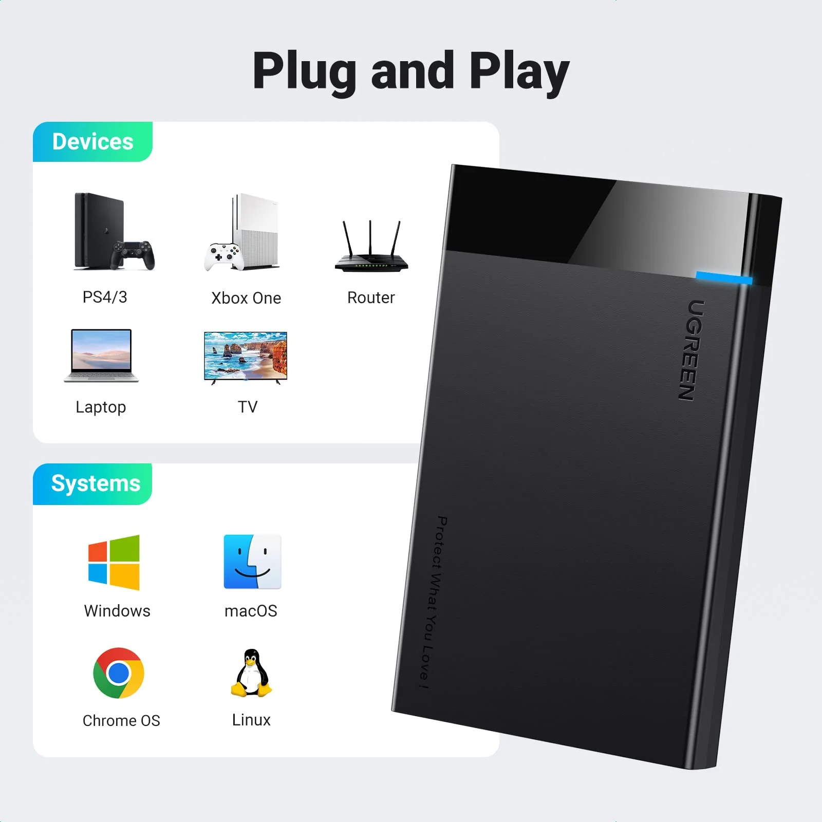 UGREEN USB 3.0 Externe Harde Schijf Behuizing 2,5 Inch SATA III II I HDD SSD - Image 7