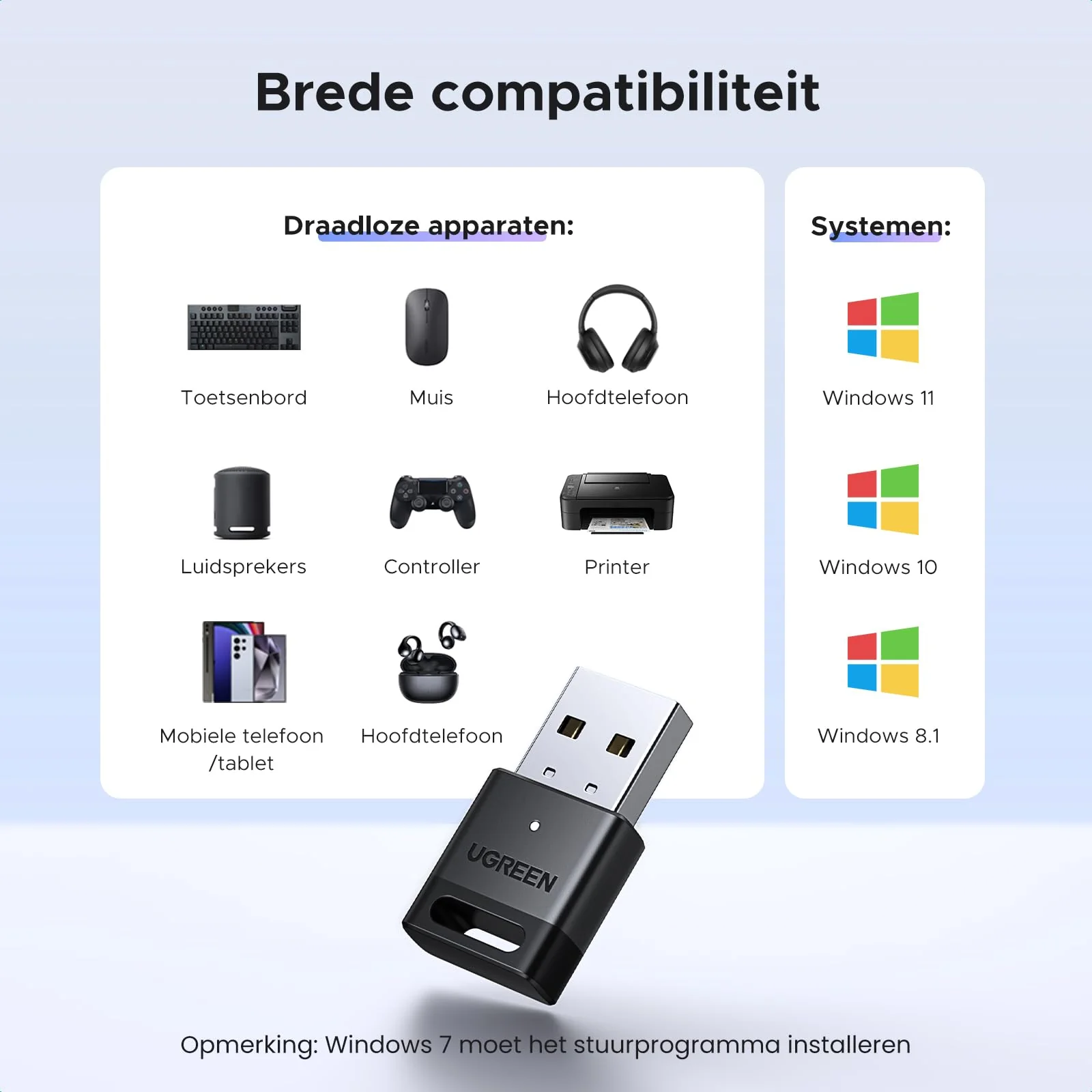 UGREEN Adapter 5.4 Bluetooth Dongle voor PC, Maus, Tastatur, Kopfhörer, Handy, USB Bluetooth Stick voor Windows 11/10/8.1 - Image 4