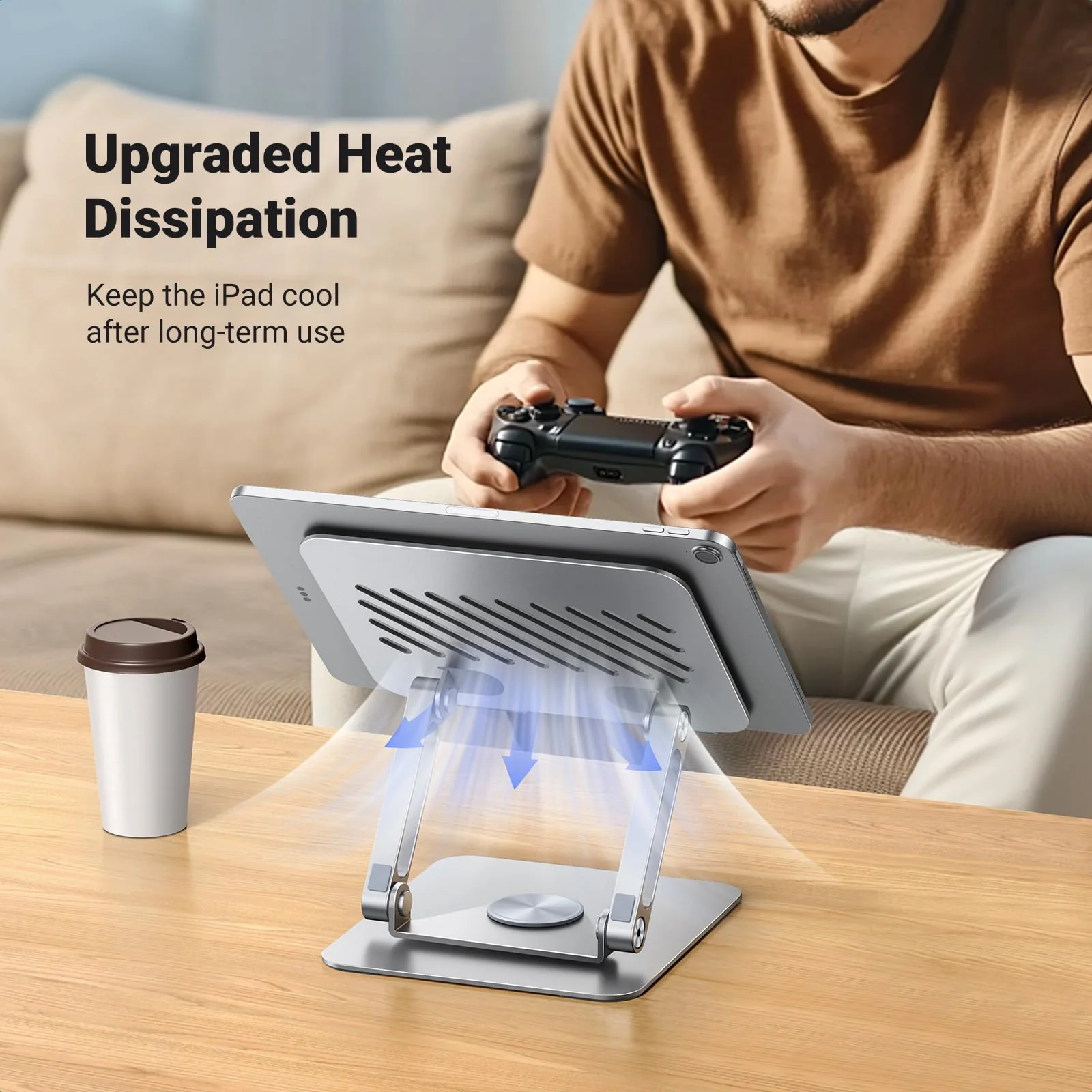 UGREEN Tabletstandaard 360° draaibaar in hoogte verstelbaar, tablethouder, iPad-standaard compatibel met iPad 10e 10,9 iPad Pro/Air 13 11 12,9 iPad Mini 7 Galaxy iPhone 16 Alle apparaten van 4-13 inch - Image 6