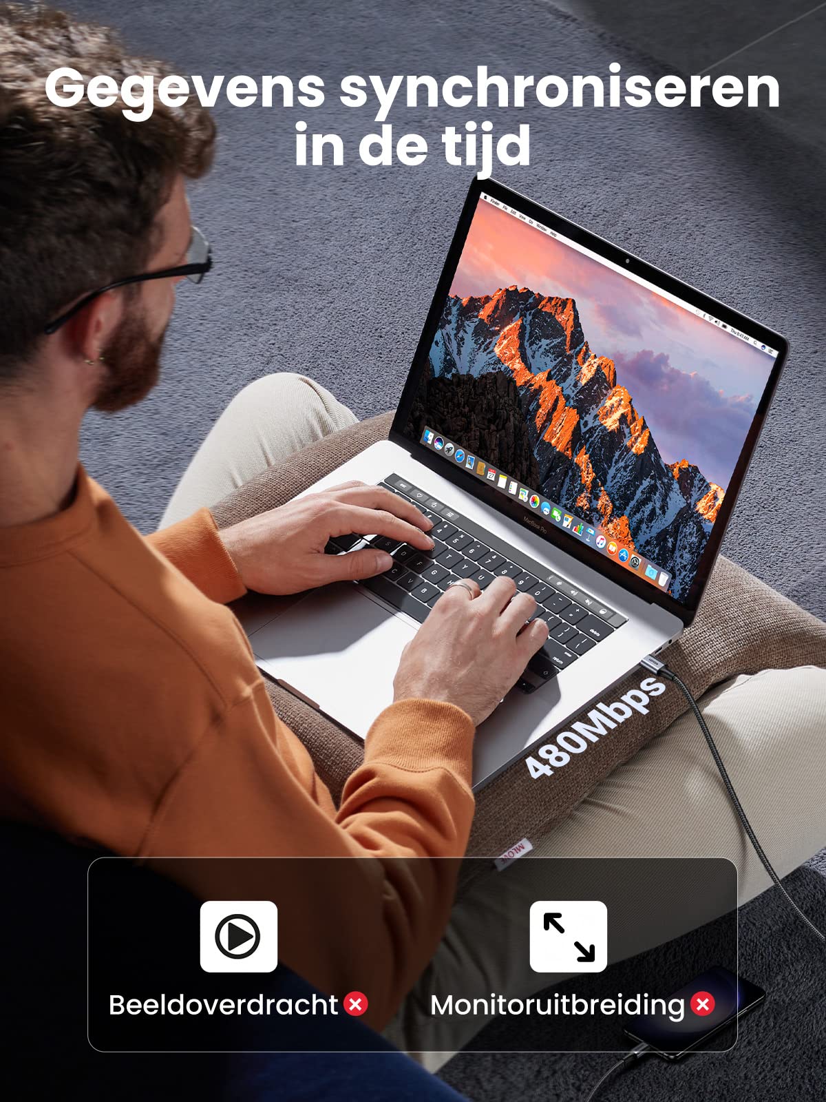 UGREEN USB C naar USB C kabel 60W PD 3.0 USB-C oplaadkabel - Image 4
