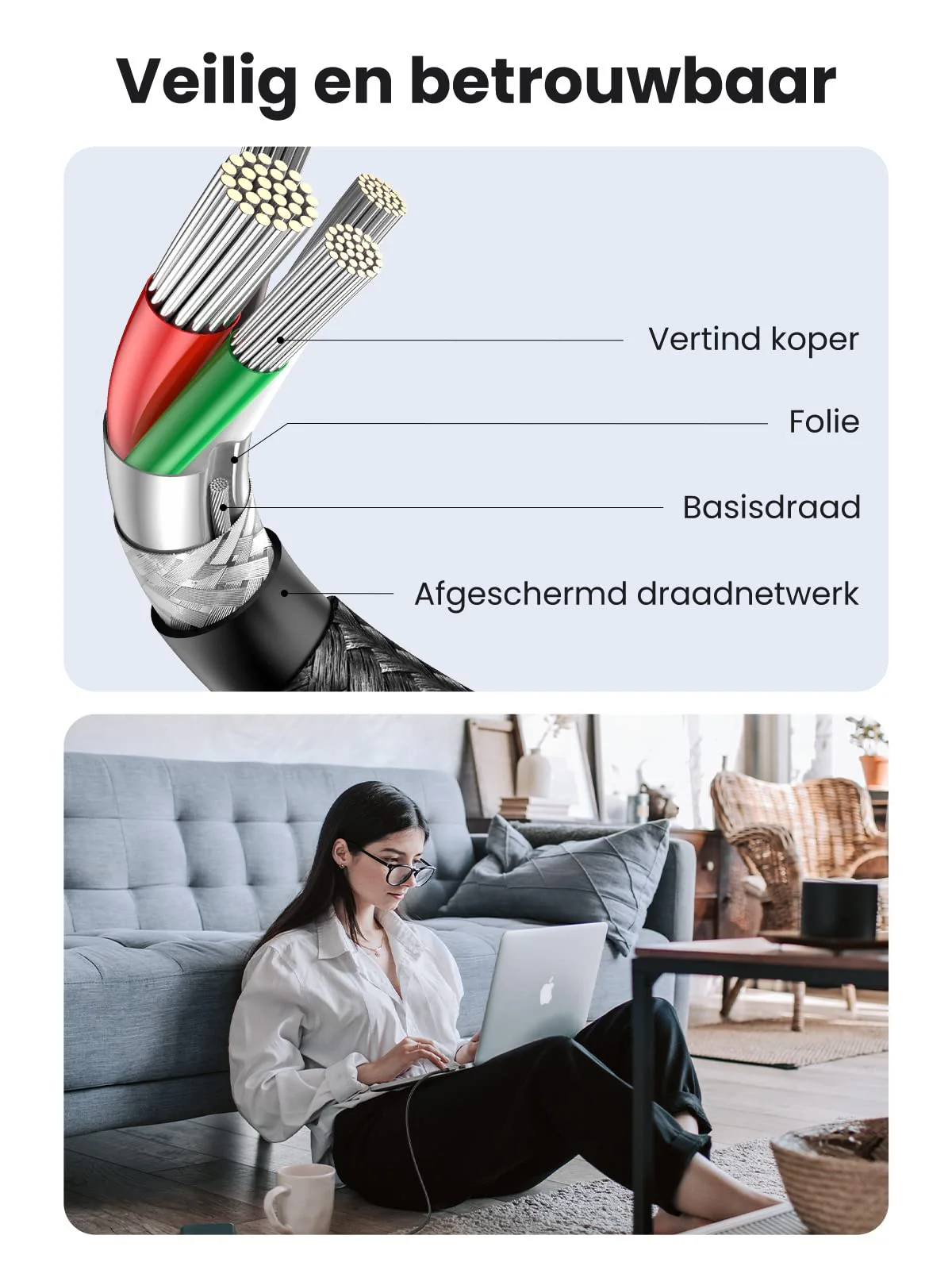 UGREEN USB C naar USB C kabel 60W PD 3.0 USB-C oplaadkabel - Image 7