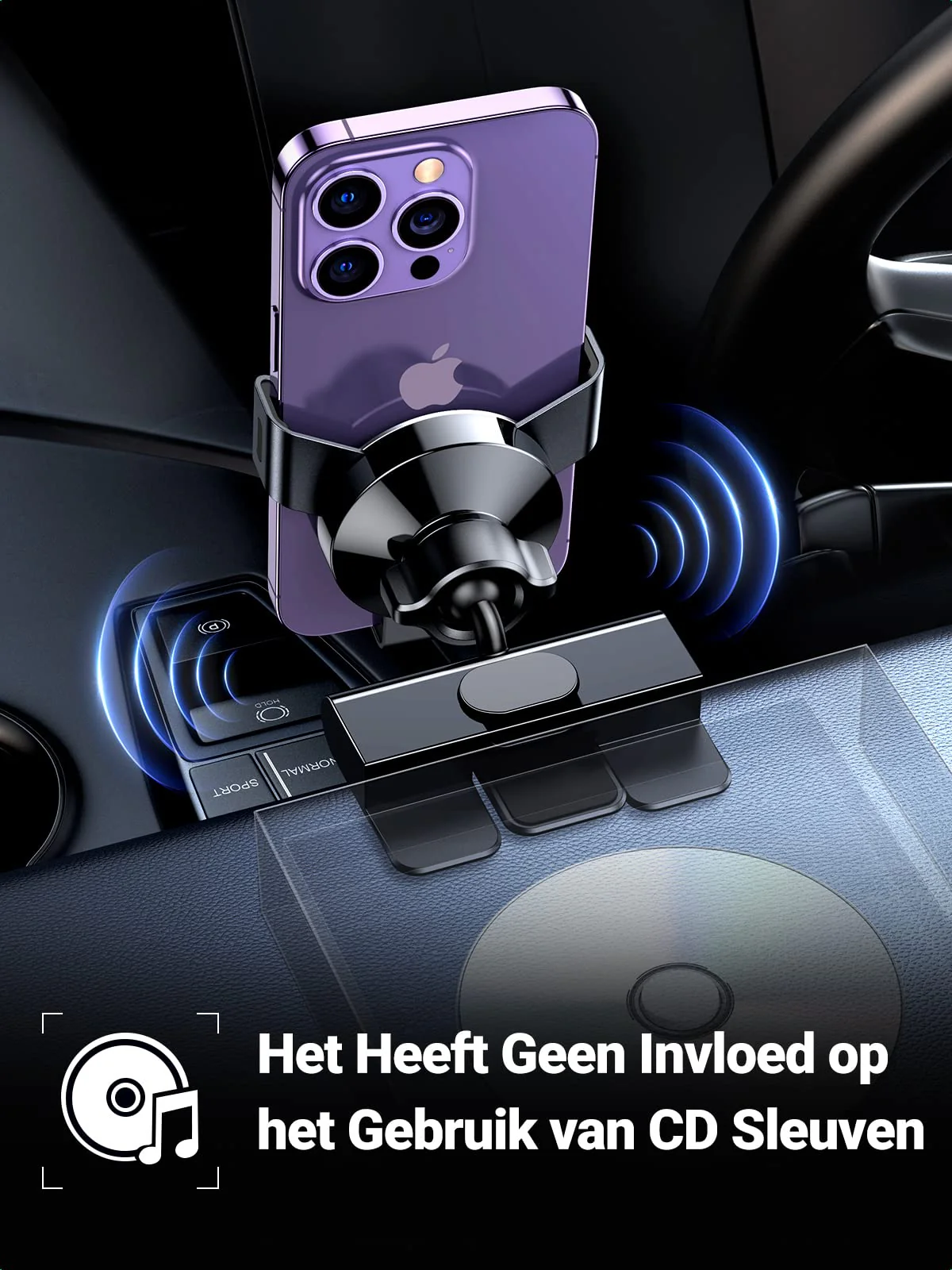 UGREEN CD Sleuf Auto Telefoonhouder Zwaartekracht Auto Houder - Image 3