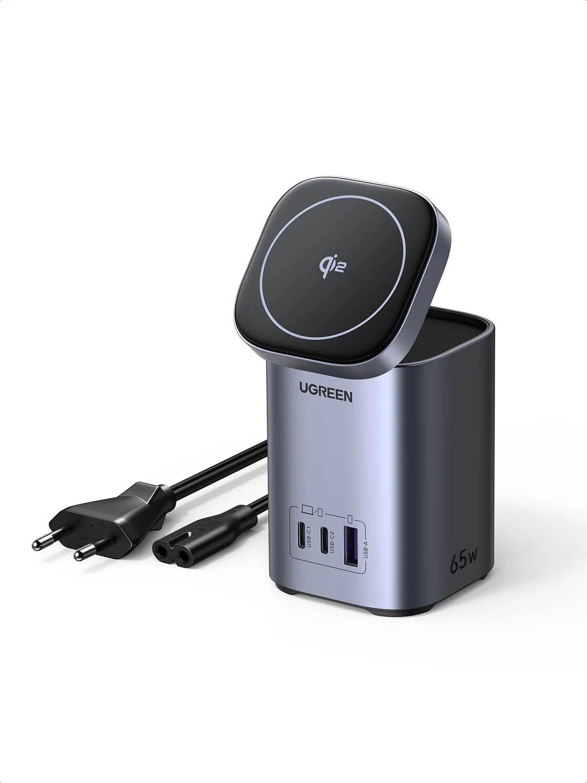 UGREEN Nexode 65W 4-in-1 GaN Oplader met Qi2 Draadloos Opladen
