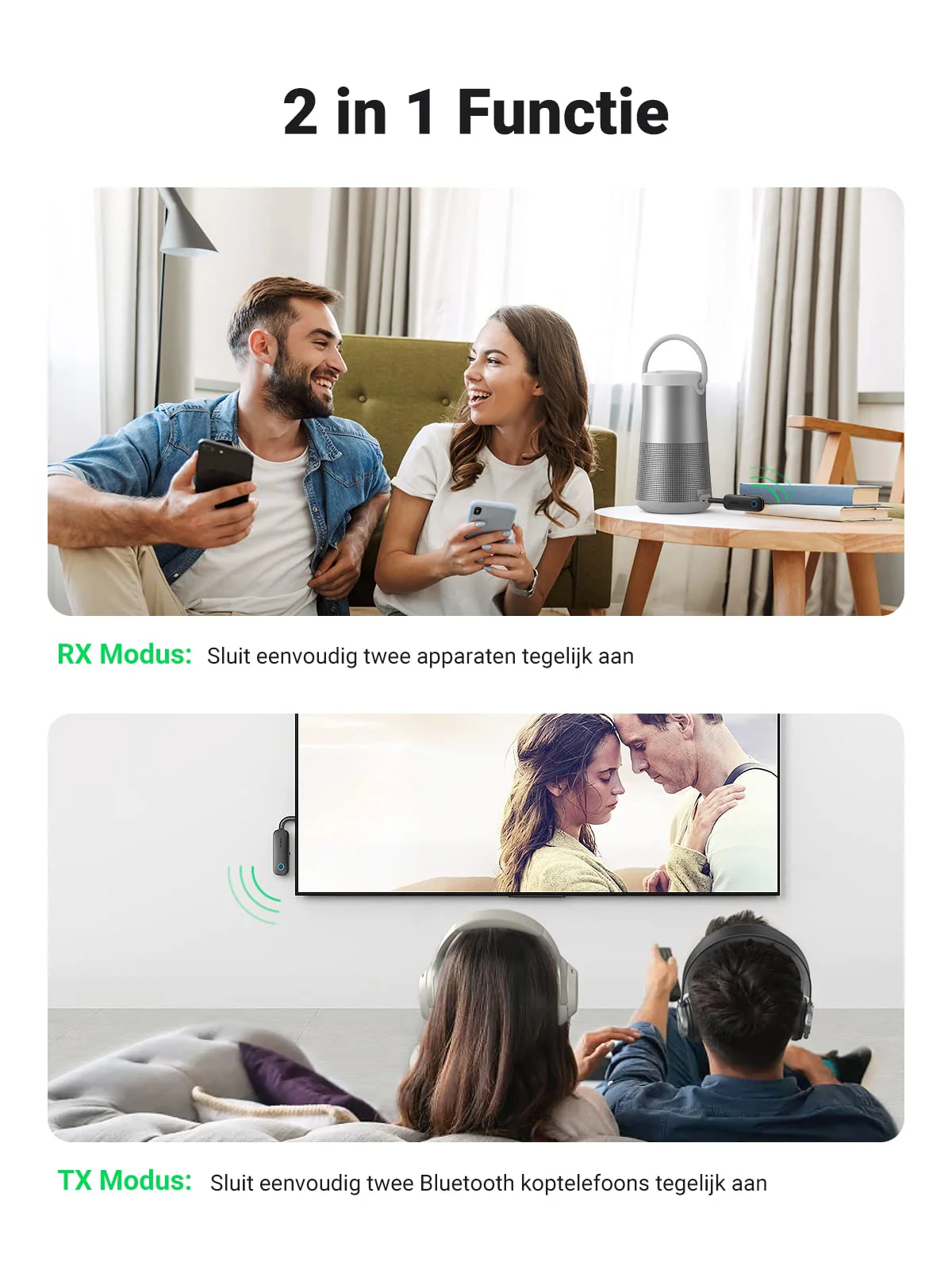 UGREEN Bluetooth 5.0 Zender 2-in-1 Ontvanger met 3,5mm Aansluiting en Ingebouwde voor Auto Microfoon - Image 3