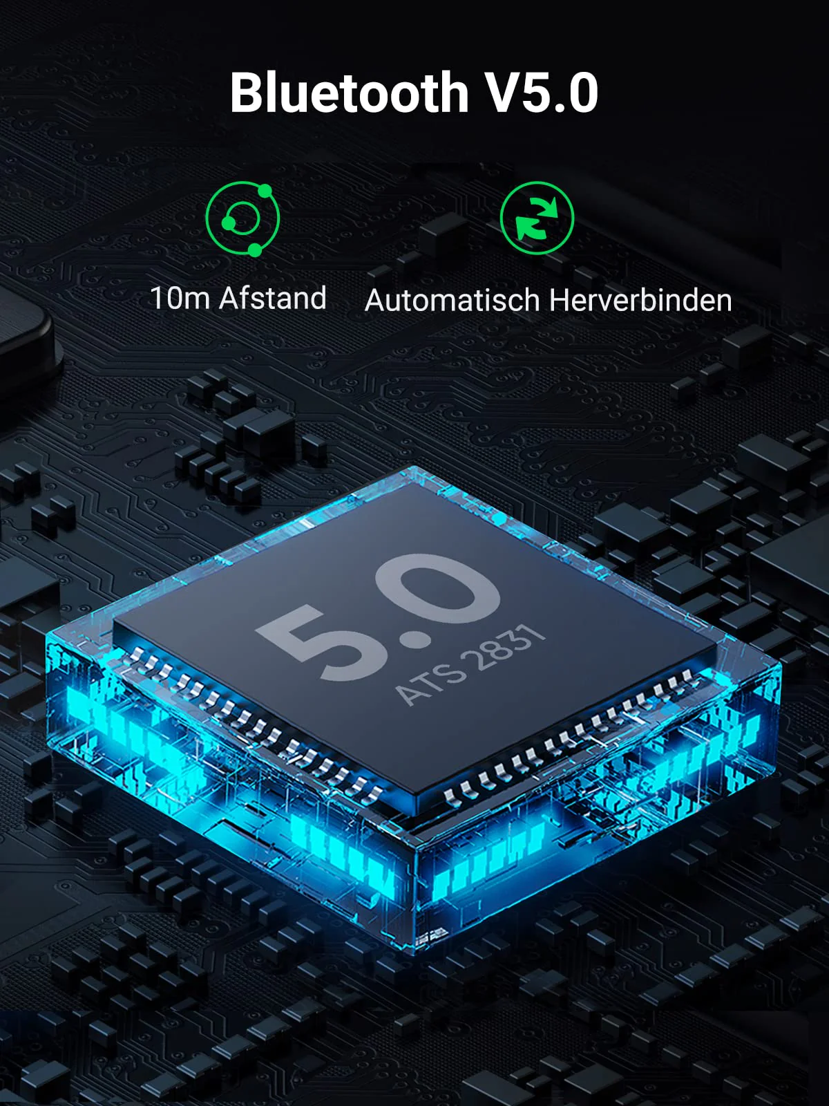 UGREEN Bluetooth 5.0 Zender 2-in-1 Ontvanger met 3,5mm Aansluiting en Ingebouwde voor Auto Microfoon - Image 5