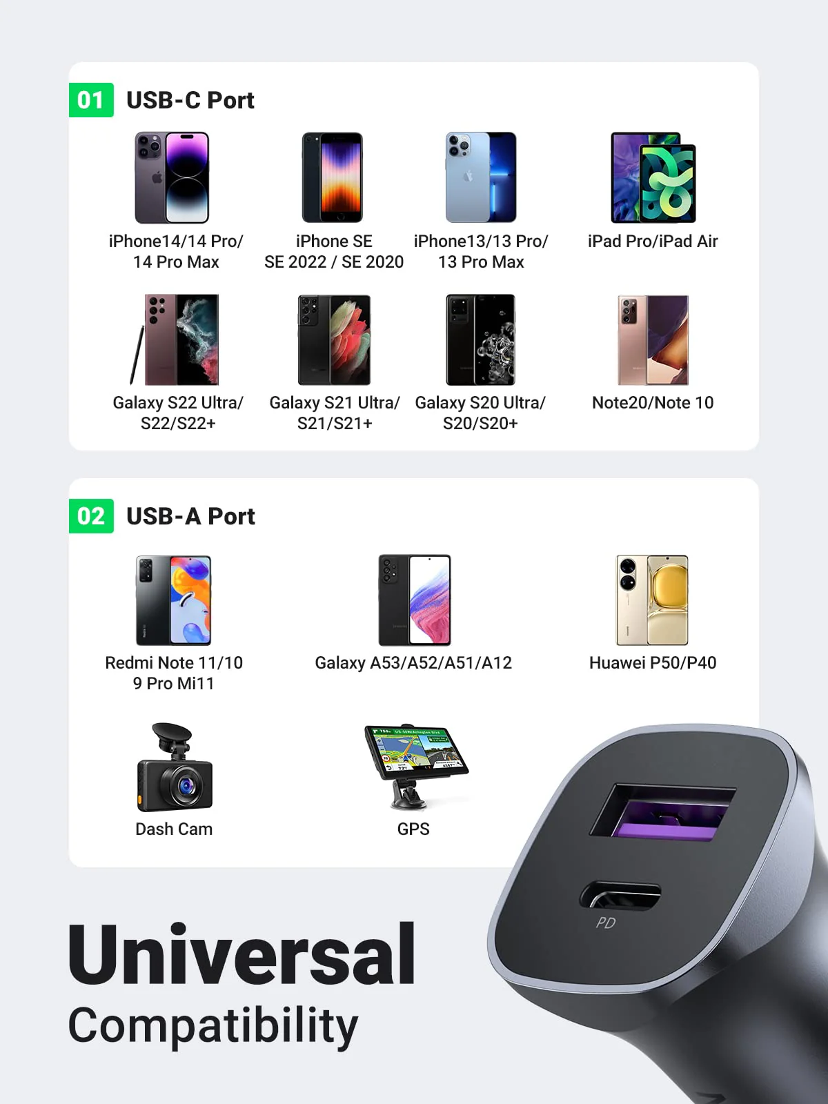 UGREEN 30W 2-in-1 Autolader met 1M USB C Kabel - Image 7