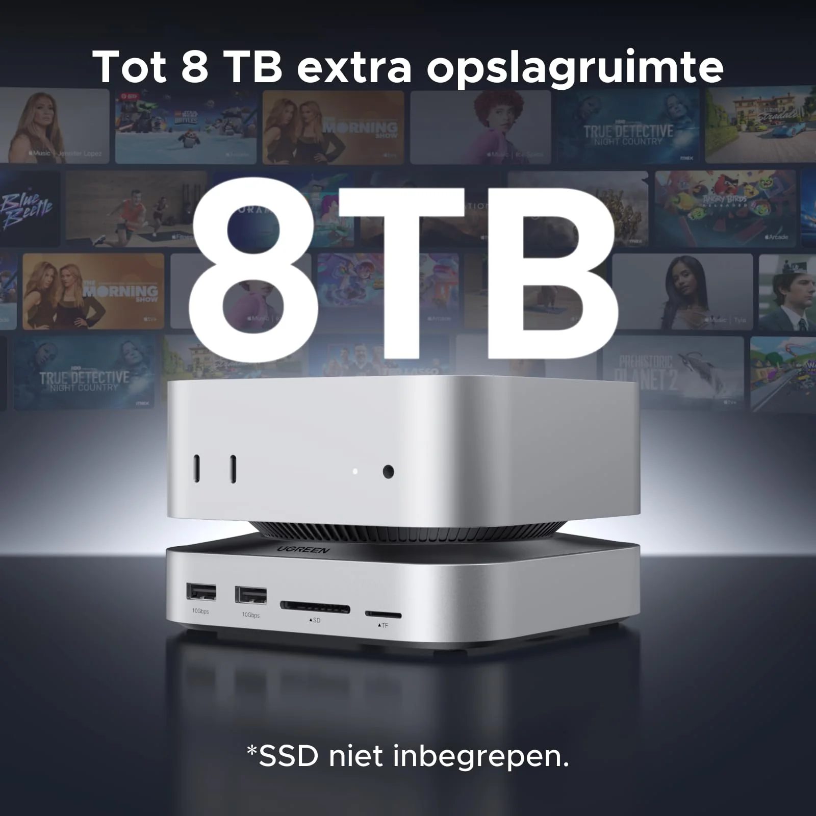 UGREEN Mac Mini M4 Dock met dubbele 4K DisplayPort, 10Gbps USB en NVMe-slot - Image 5