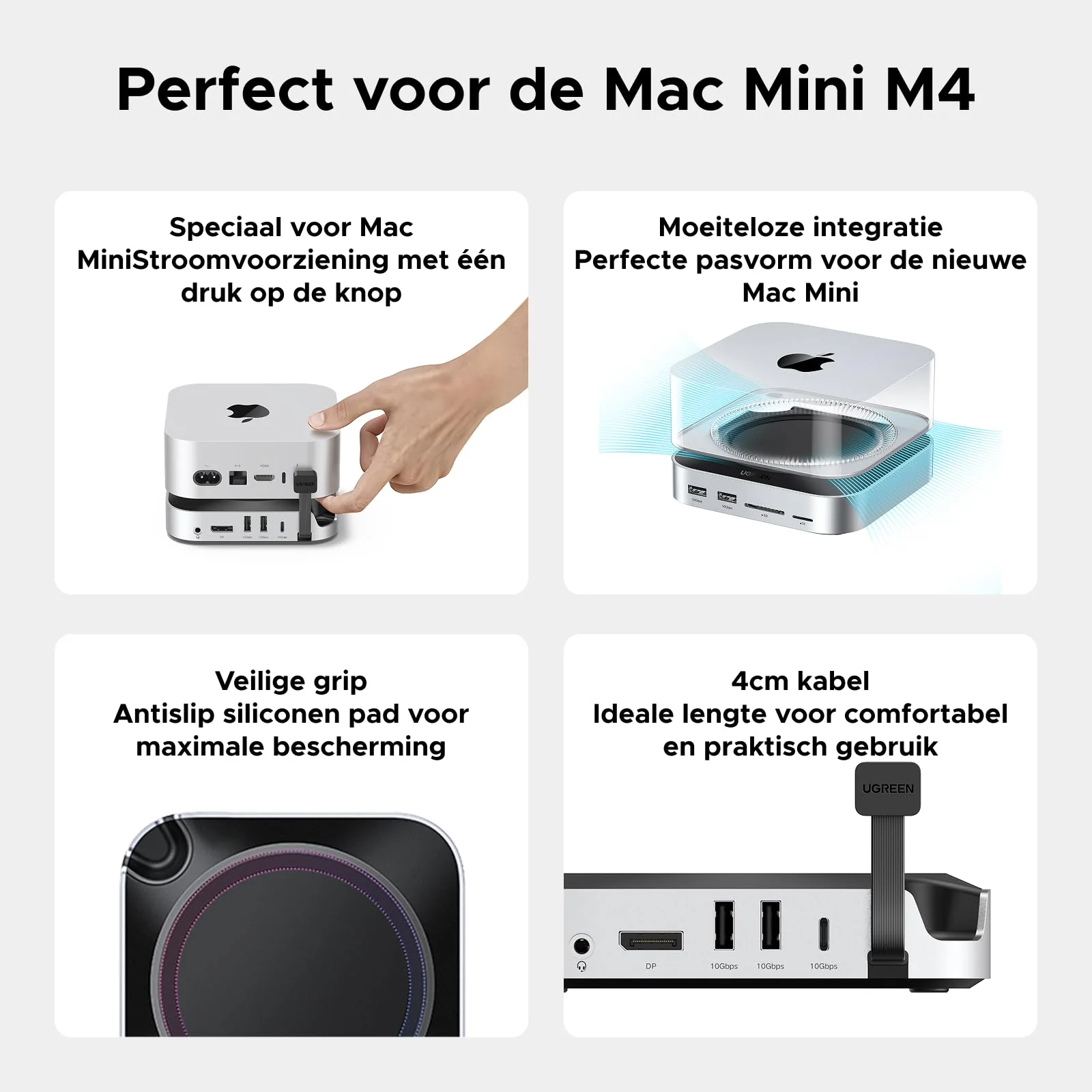 UGREEN Mac Mini M4 Dock met dubbele 4K DisplayPort, 10Gbps USB en NVMe-slot - Image 8