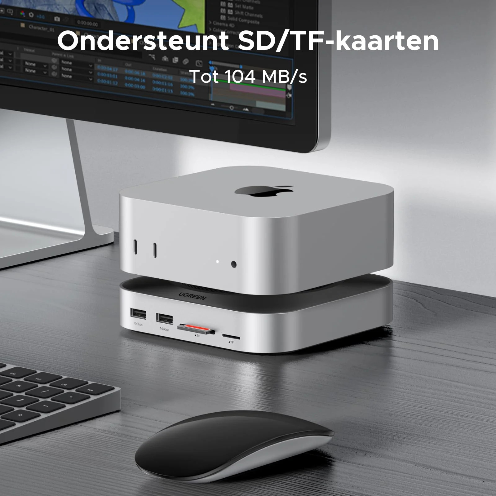 UGREEN Mac Mini M4 Dock met dubbele 4K DisplayPort, 10Gbps USB en NVMe-slot - Image 9