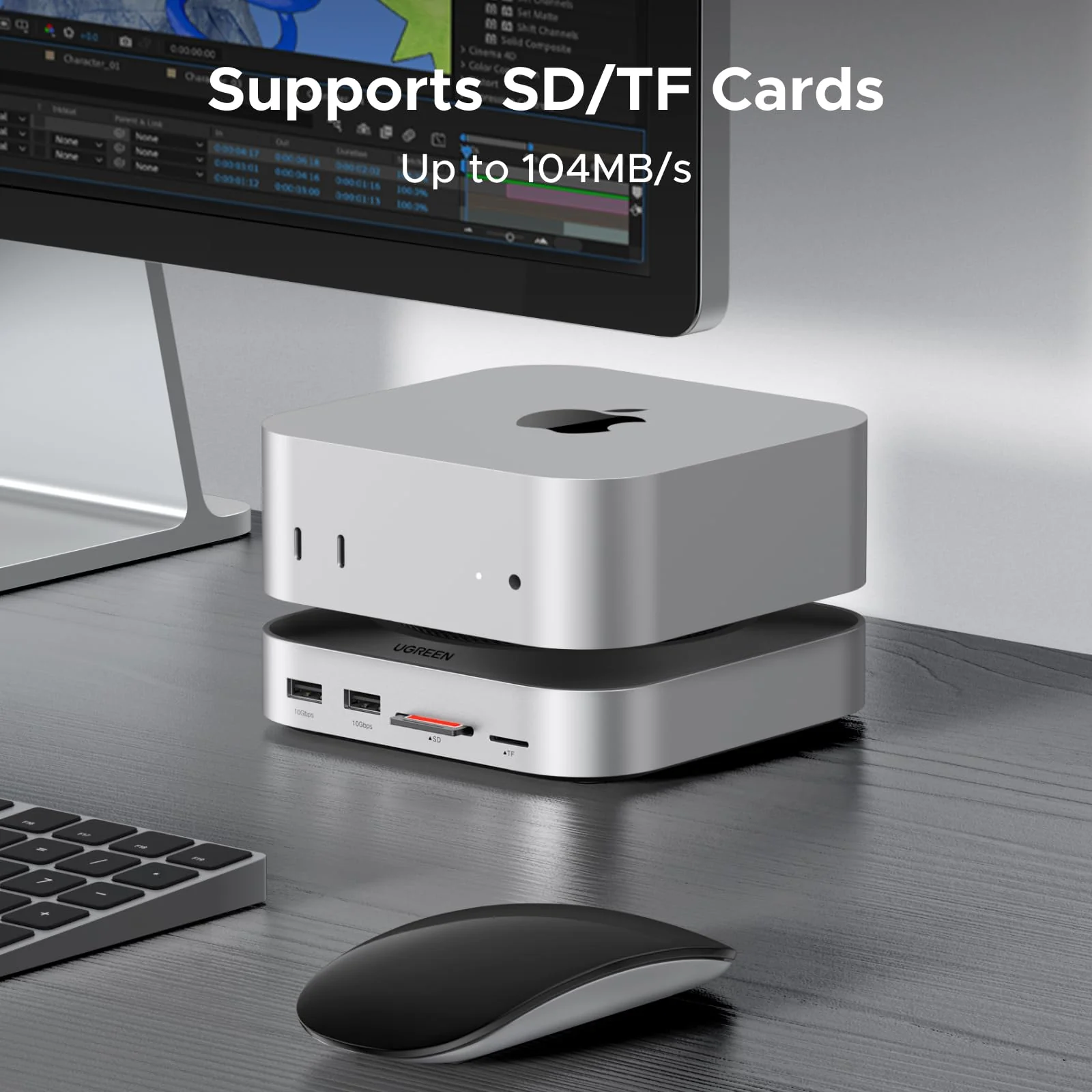 UGREEN Mac Mini M4 Hub & Stand met NVMe SSD-behuizing 8TB Max - Image 5