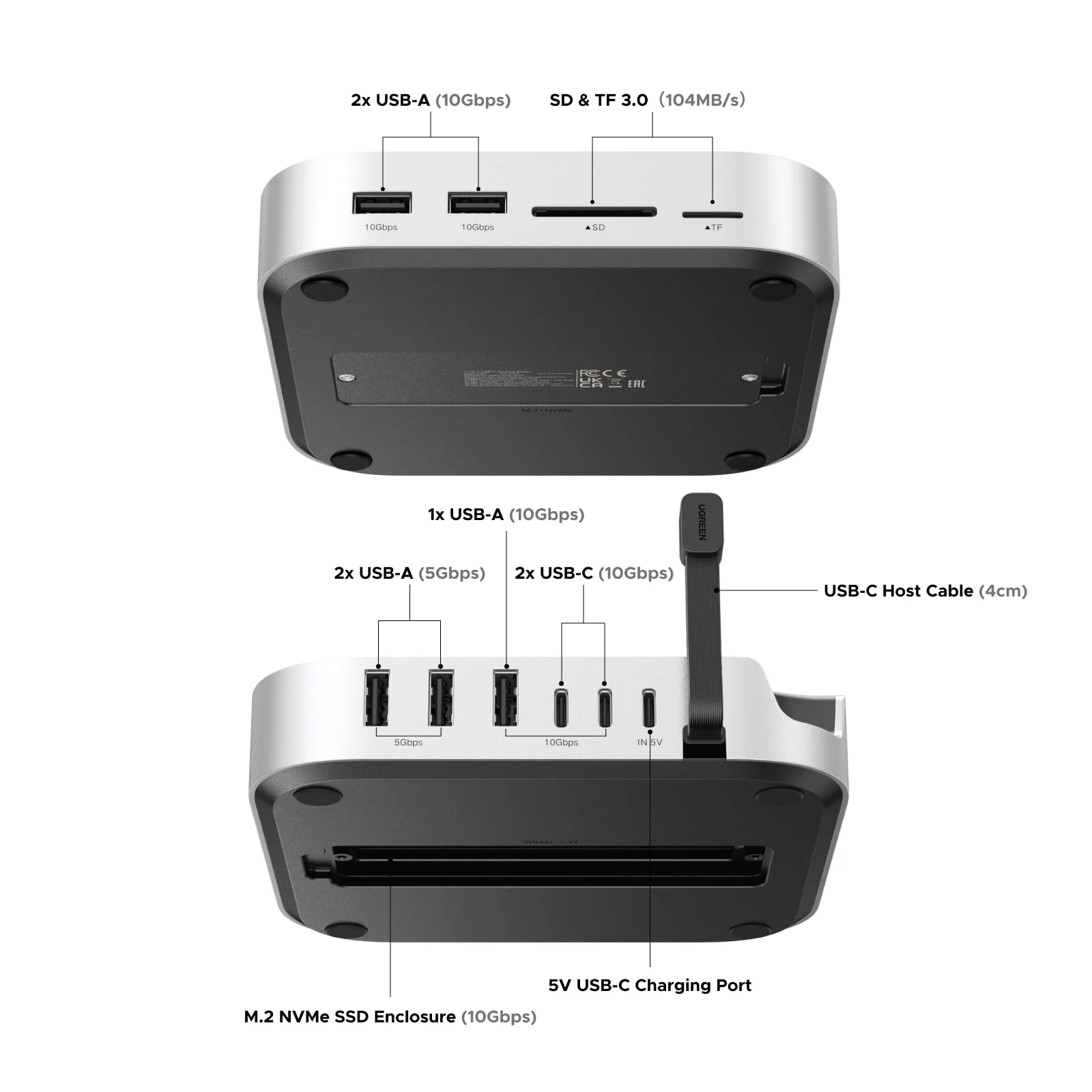 UGREEN Mac Mini M4 Hub & Stand met NVMe SSD-behuizing 8TB Max - Image 7