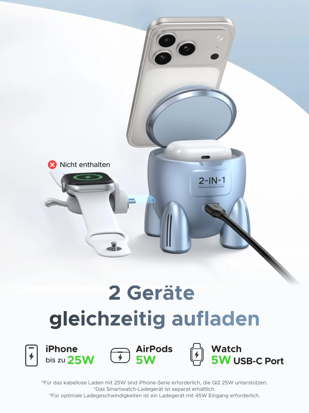 UGREEN MagFlow 2-in-1 Draadloze Oplader (Qi2 25W, MagSafe-compatibel) - Image 3