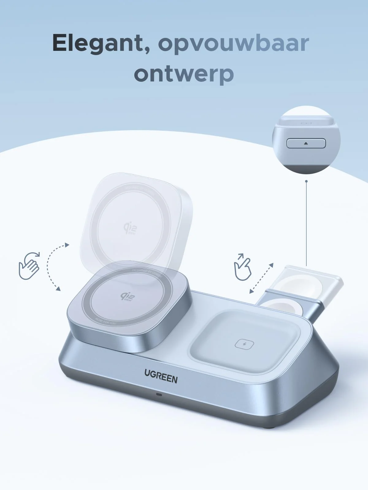 UGREEN MagFlow 3-in-1 Magnetische Draadloze Oplader (Qi2 25W, MagSafe-compatibel) - Image 7