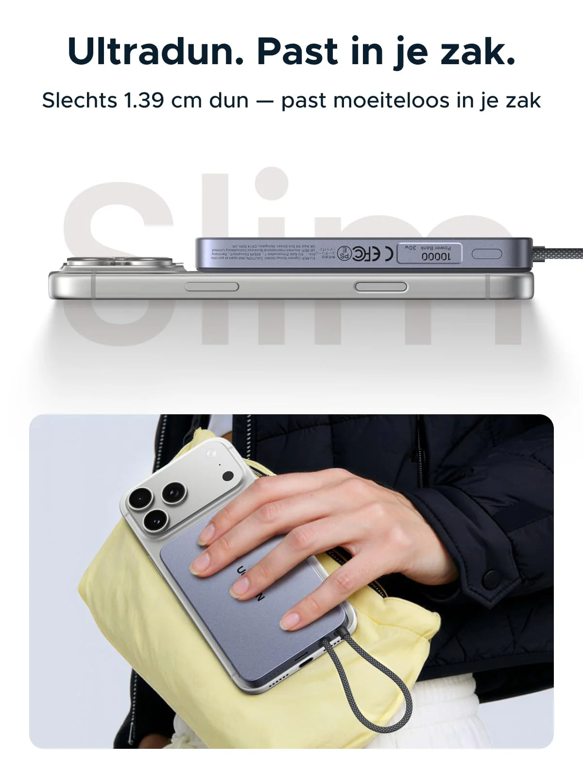 UGREEN MagFlow Air Magnetische Powerbank (10000mAh, Qi2 15W) - Image 2