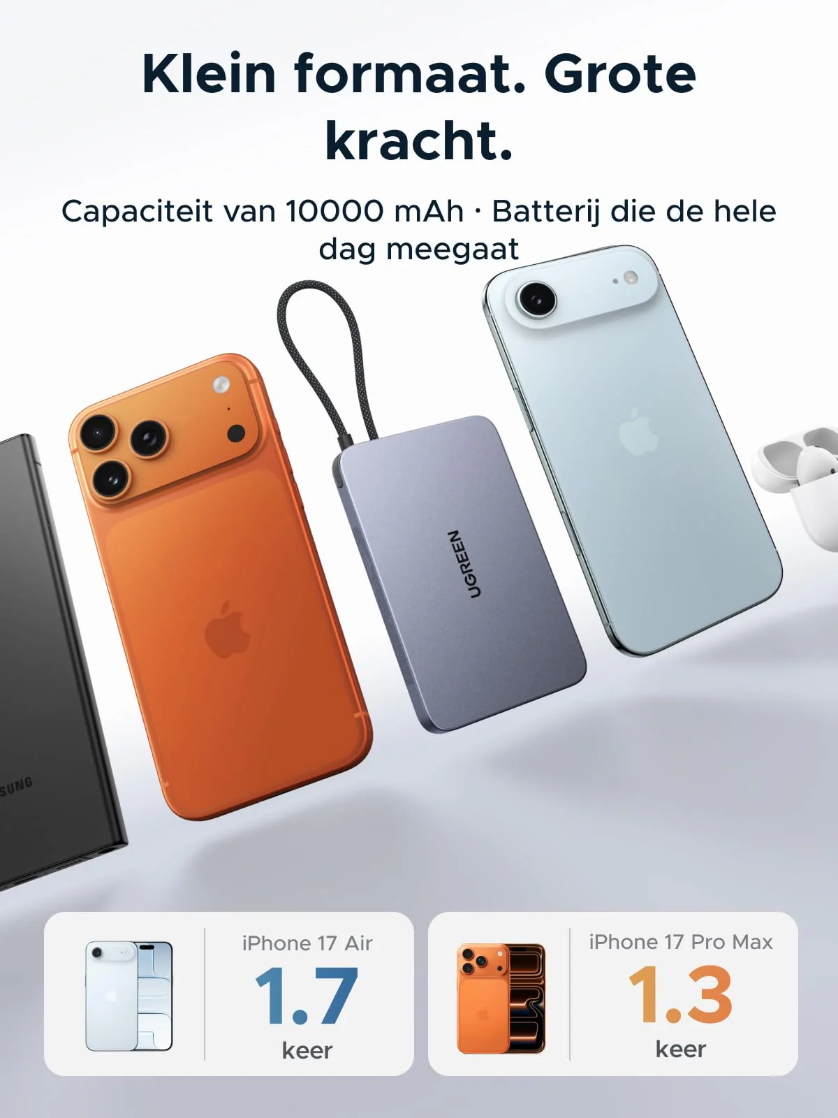 UGREEN MagFlow Air Magnetische Powerbank (10000mAh, Qi2 15W) - Image 6