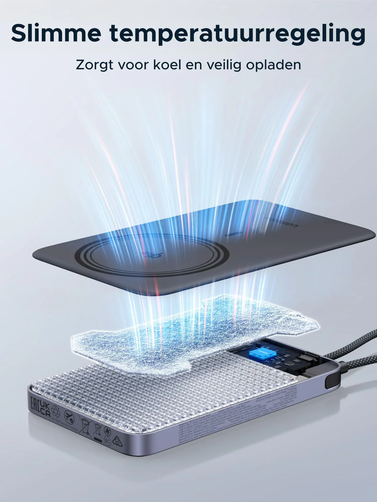 UGREEN MagFlow Air Magnetische Powerbank (10000mAh, Qi2 15W) - Image 7