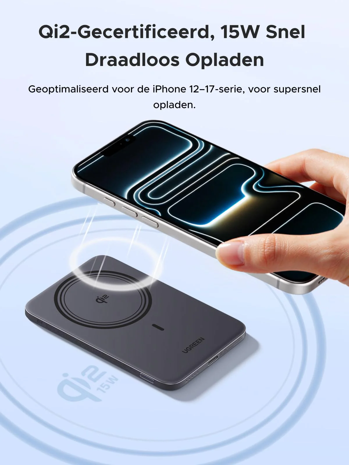 UGREEN MagFlow Air Magnetische Powerbank (5000mAh, Qi2 15W) - Image 3