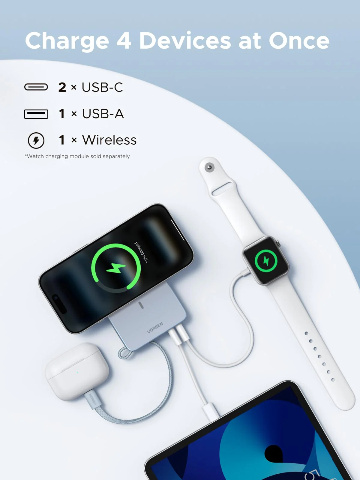 UGREEN MagFlow Magnetische Draadloze Powerbank 20000mAh 45W (MagSafe-compatibel) - Image 6
