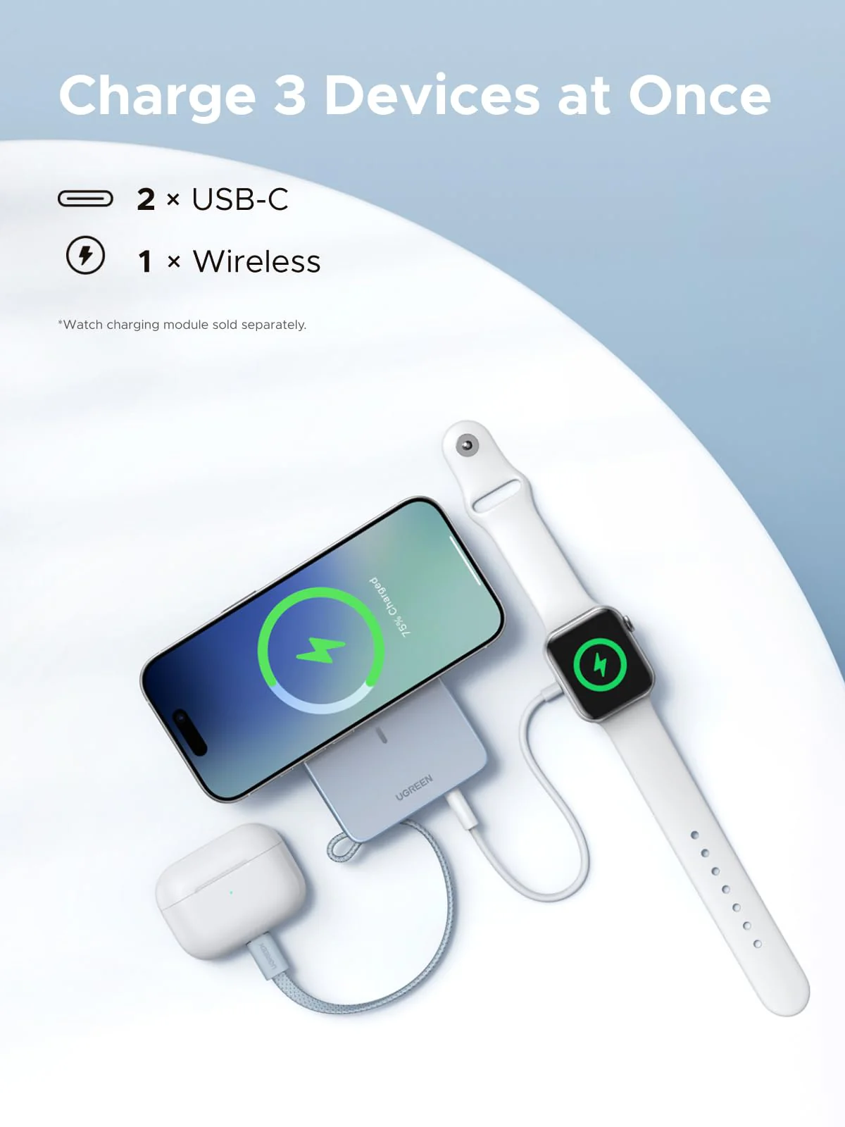 UGREEN MagFlow Magnetische Draadloze Powerbank (10000mAh, Qi2 25W, MagSafe-compatibel) - Image 5