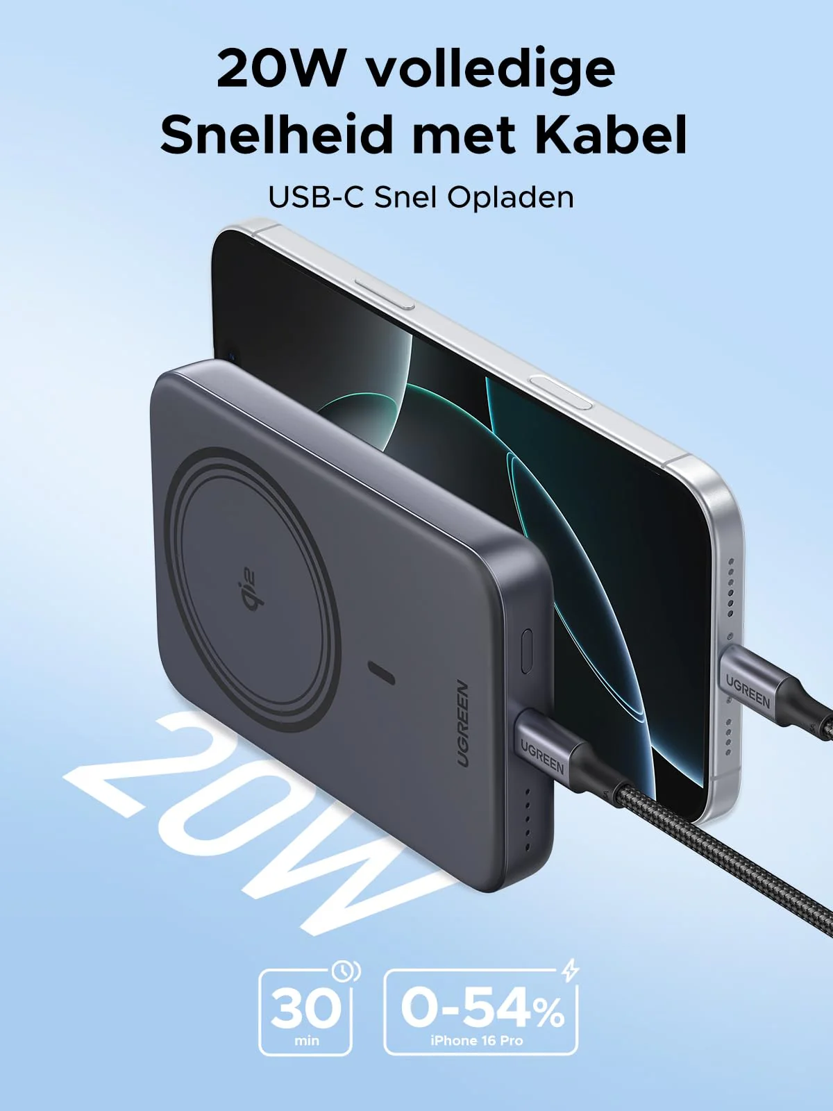 UGREEN Nexode Draadloze Powerbank 10000mAh 20W met Qi2 MagSafe - Image 4