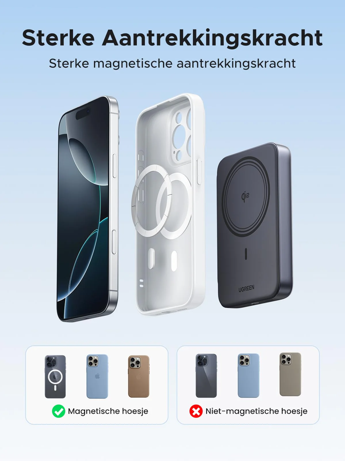 UGREEN Nexode Draadloze Powerbank 10000mAh 20W met Qi2 MagSafe - Image 6
