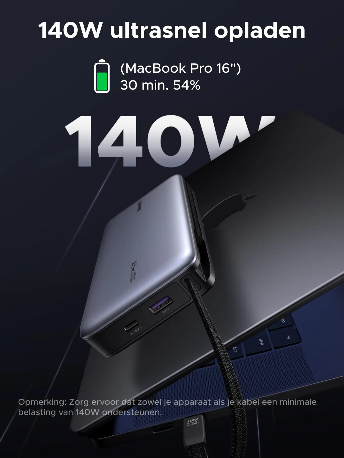 UGREEN Nexode Powerbank 25000mAh 165W met PD3.1 en dubbele USB-C-kabels - Image 5