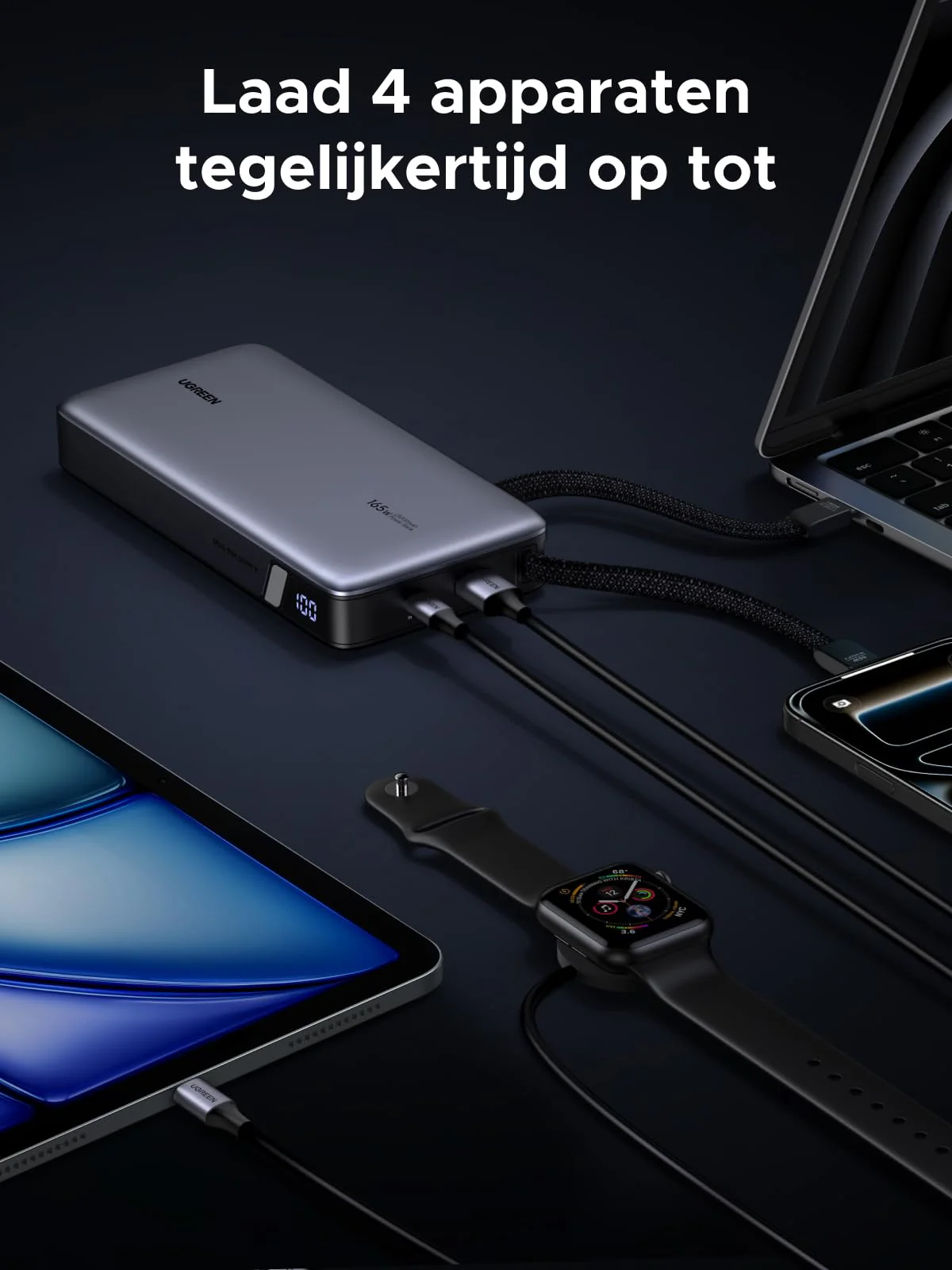 UGREEN Nexode Powerbank 25000mAh 165W met PD3.1 en dubbele USB-C-kabels - Image 7