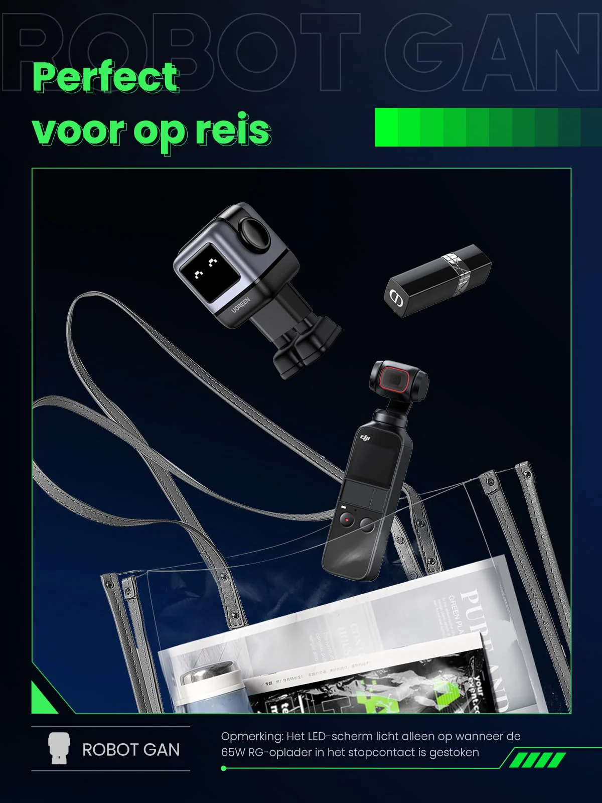 UGREEN Uno oplader 65W USB C-voeding 3-poorts snellader GaN (zwart) - Image 7