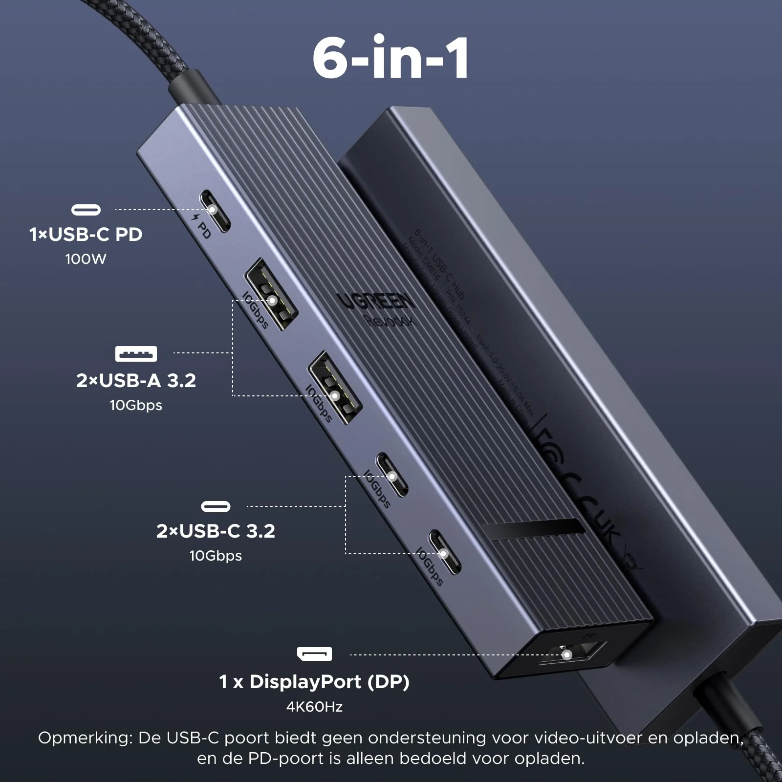 UGREEN Revodok 5-in-1 Docking Station (DP 4K@60Hz, 10Gbps, PD 100W) - Image 2