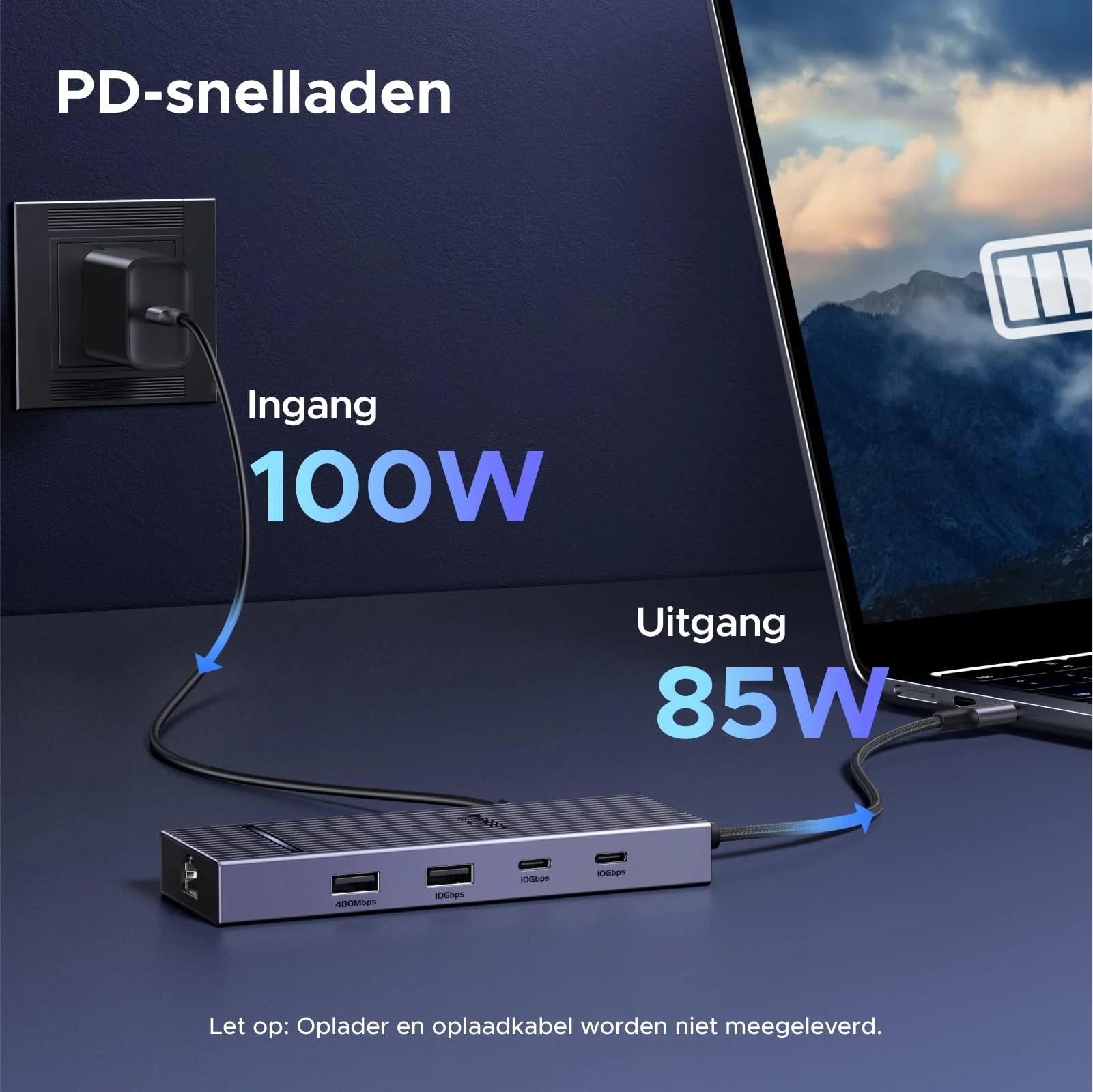 UGREEN Revodok Pro 1071 7-IN-1 USB-C-hub (4K@60Hz, 10Gbps, 100W PD) - Image 6
