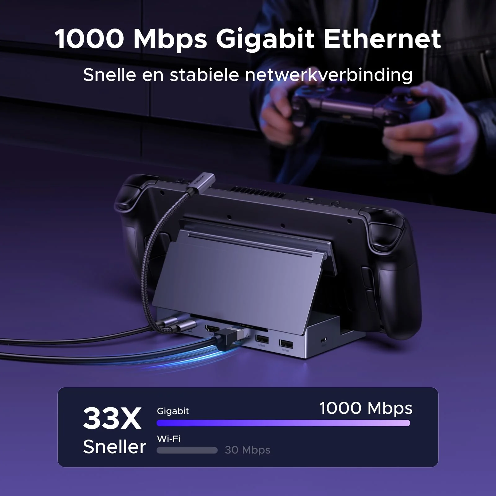 UGREEN Steam Deck Dockingstation (6-in-1, 4K@120Hz, 100W, Gigabit Ethernet) - Image 6
