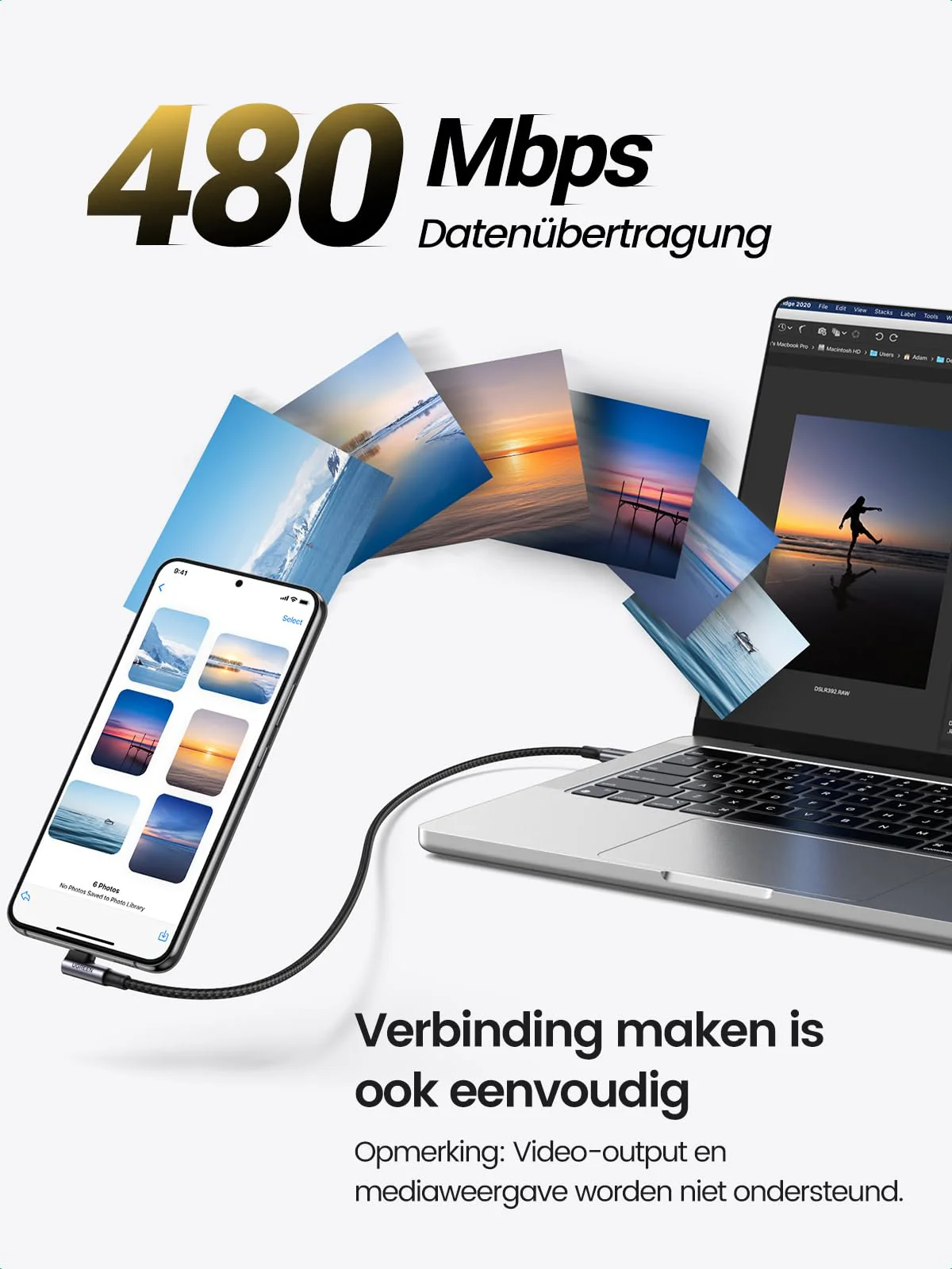 UGREEN 100W USB C naar USB C Kabel Hoek PD 3.0 Oplaadkabel USB-C 90° - Image 3