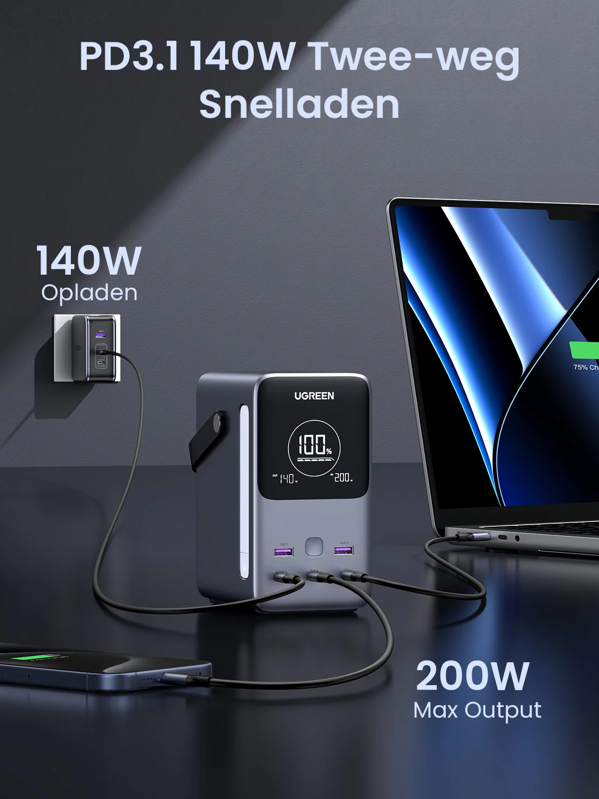 UGREEN 300W Powerbank 48000mAh met Slimme Digitale Display - Image 11