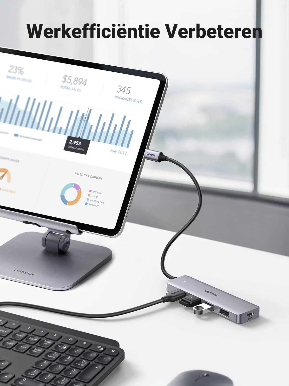 UGREEN 4 in 1 USB C Hub 4 Poorten USB 3.0 Adapter OTG Ondersteund - Image 4