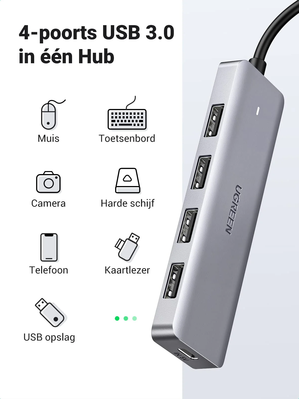 UGREEN 4 in 1 USB C Hub 4 Poorten USB 3.0 Adapter OTG Ondersteund - Image 5