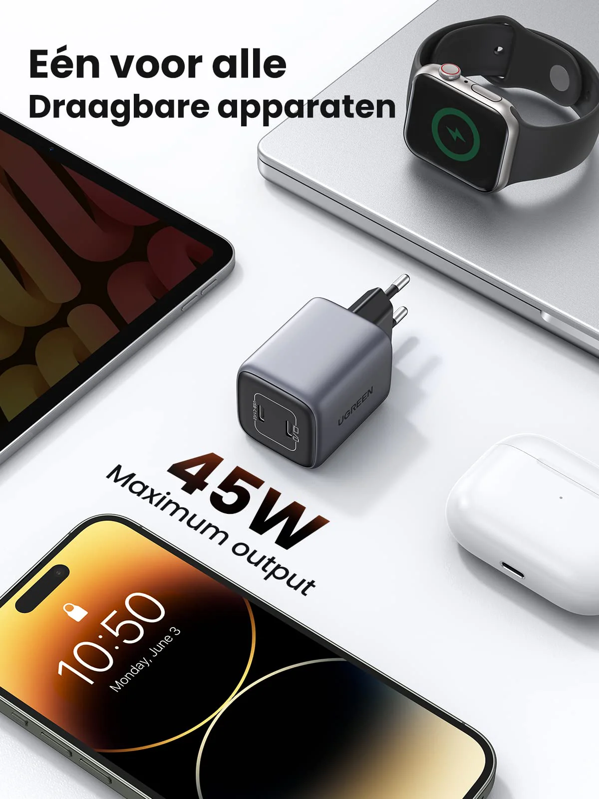 UGREEN Nexode 45W USB C GaN Oplader met 2 poorten - Image 8