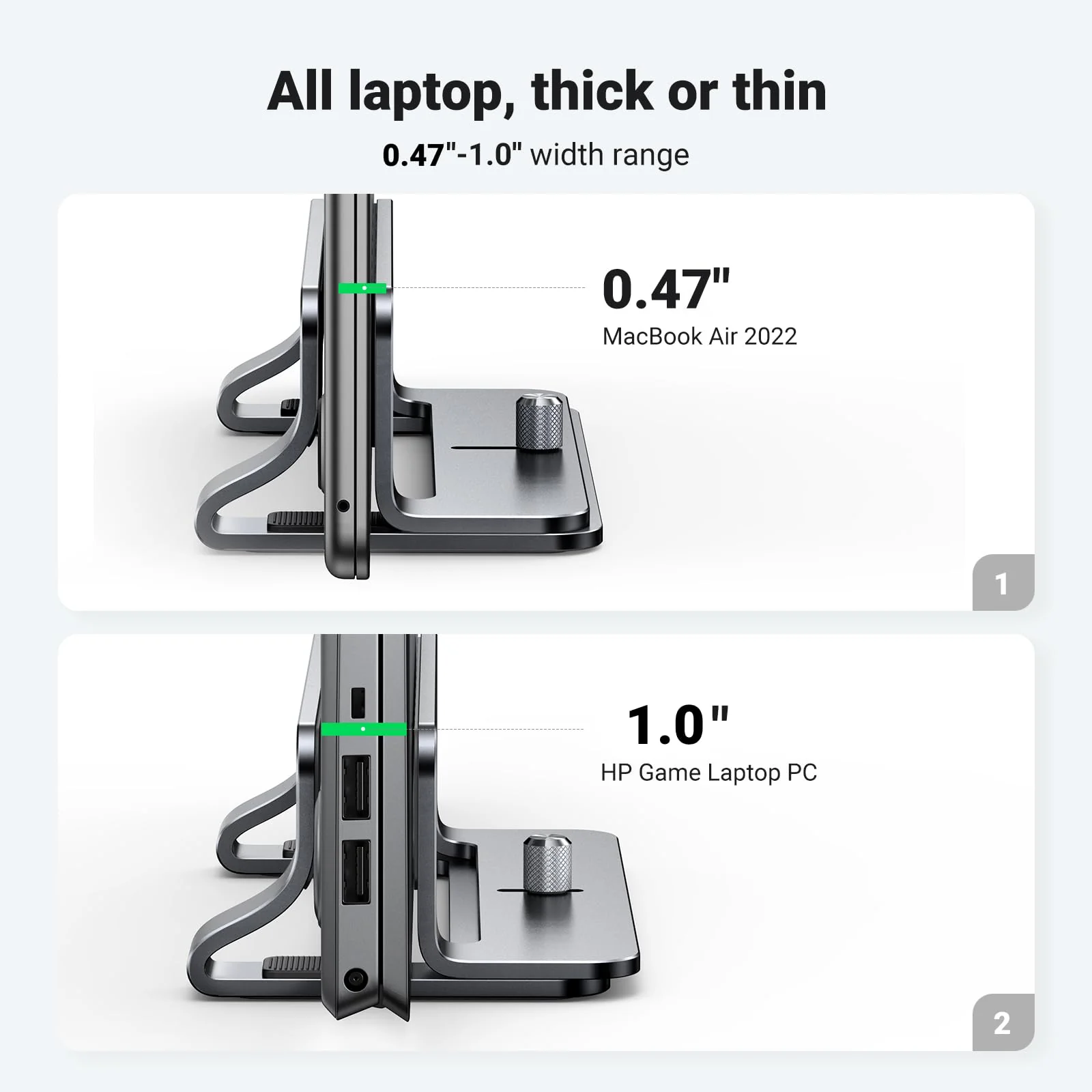 UGREEN Aluminium Verticale Laptop Standaard Verstelbare Bureau Laptop Stand - Image 3