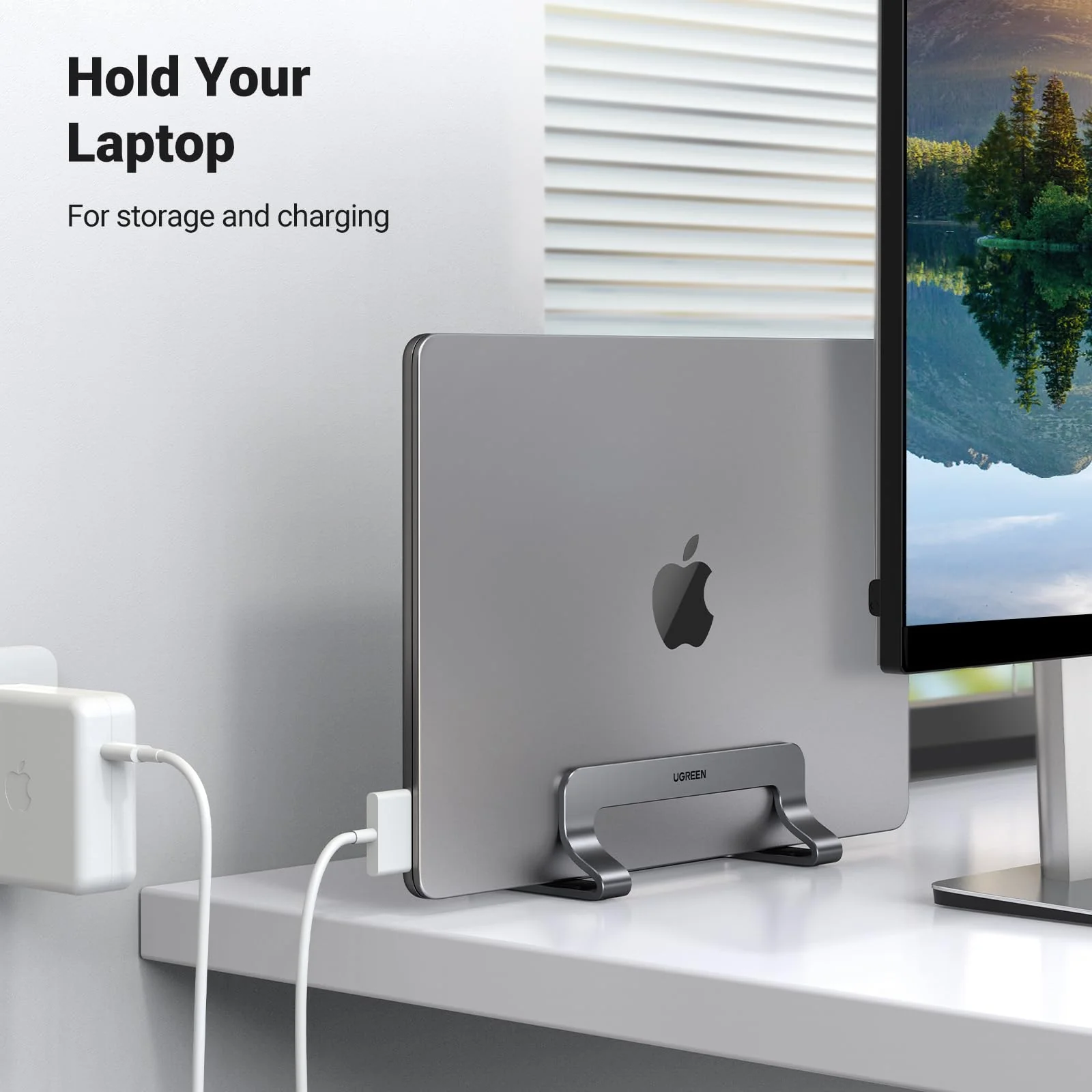 UGREEN Aluminium Verticale Laptop Standaard Verstelbare Bureau Laptop Stand - Image 5
